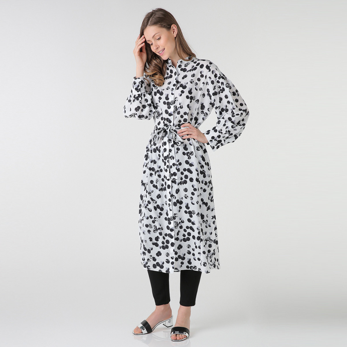 تونيك بطبعات وياقة ماندارين وأربطة من أنوتاه-women-clothing-shirtsandblouses-blouses-image-1