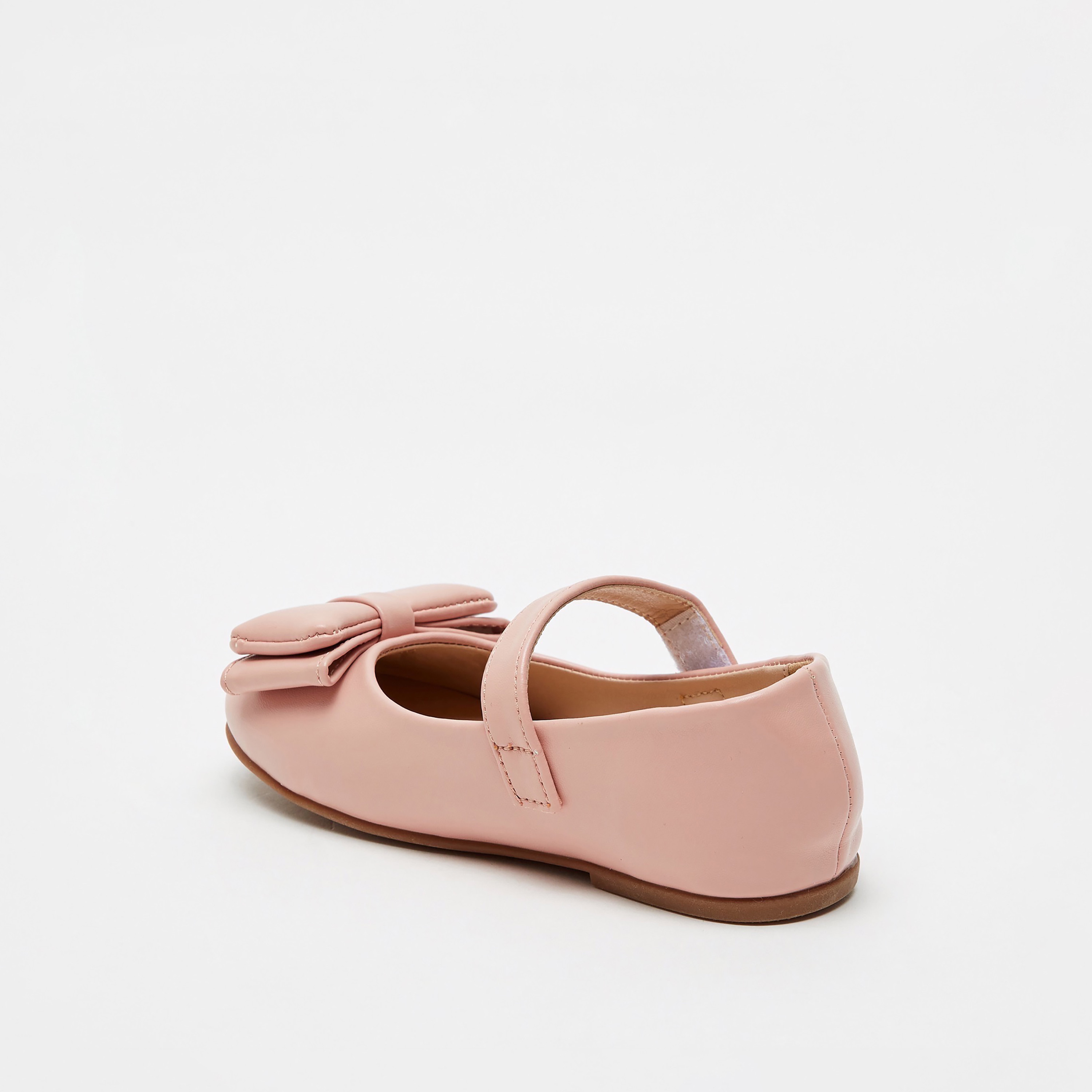 Bow Accented Ballerina Shoes with Hook and Loop Closure-girls-shoes-ballerinas-image-2