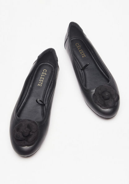 Celeste Women's Floral Accent Slip-On Ballerina Shoes