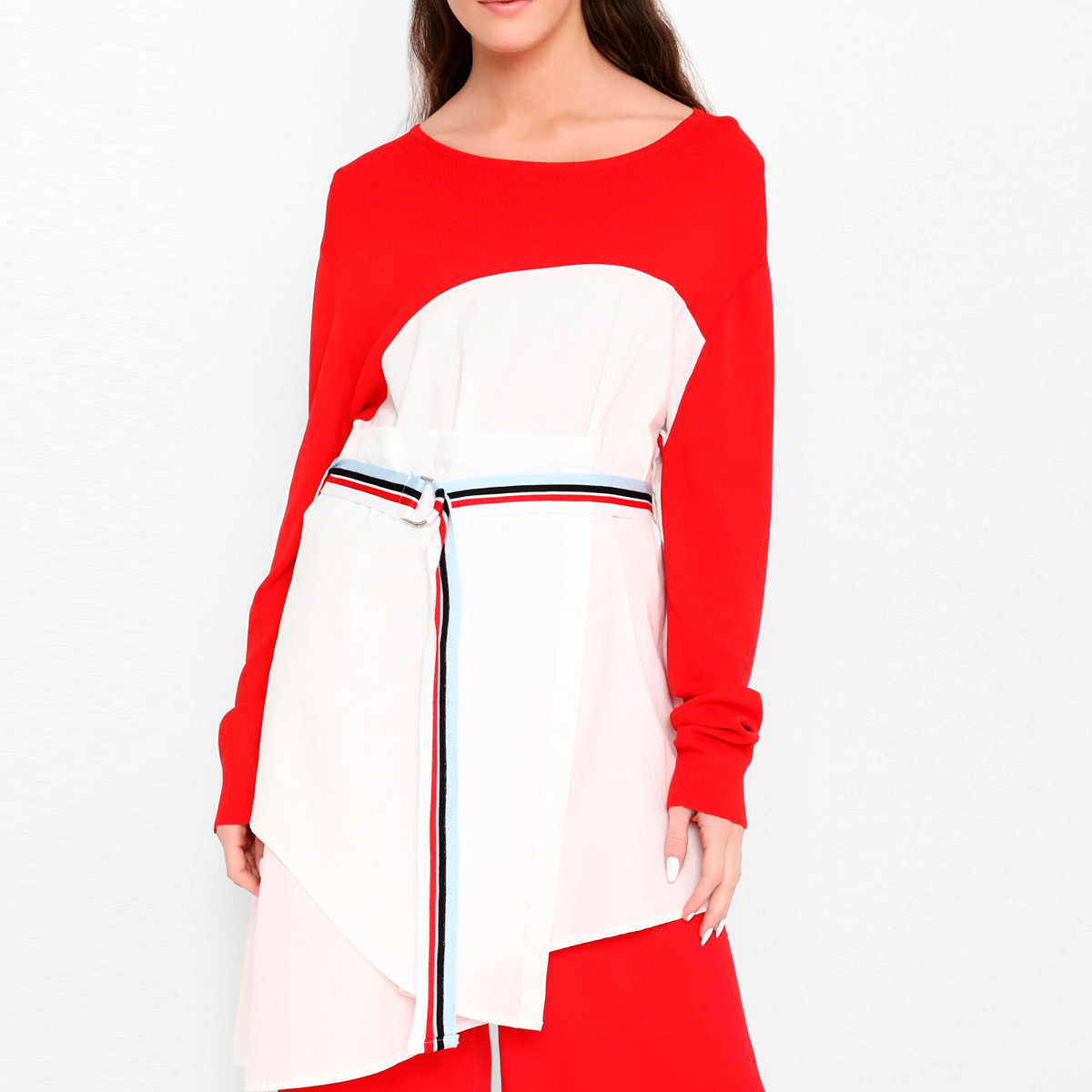 تونيك بياقة مستديرة وأكمام طويلة وطبعات وطول غير مستوي من أنوتاه-women-clothing-shirtsandblouses-blouses-image-4