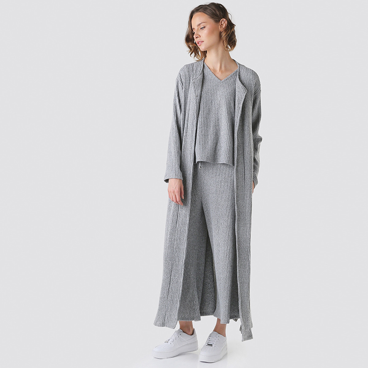 كارديجان طويل  بارز الملمس بأكمام طويلة من أنوتاه-women-clothing-cardigansandjumpers-cardigans-image-1
