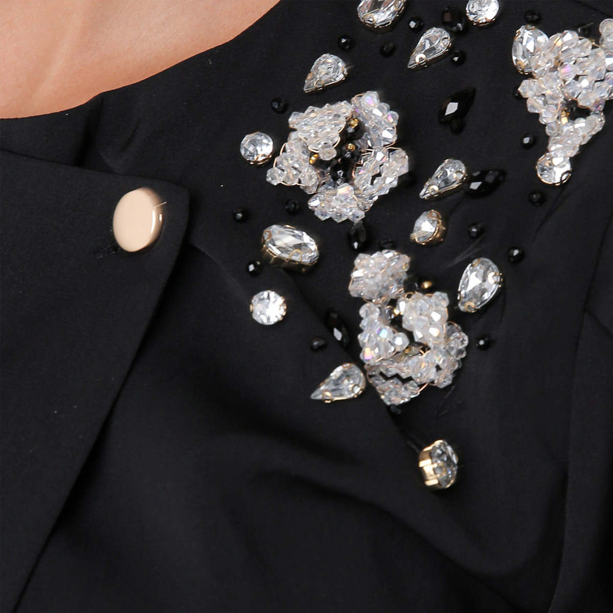 Anotah Round Neck Embellished Shoulder Jacket with 3/4 Sleeves-women-winterwear-coatsandjackets-jackets-image-5