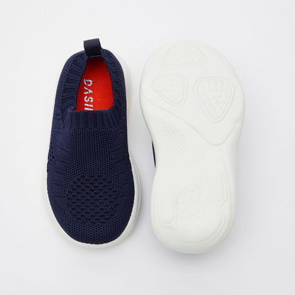 Dash Textured Slip-On Shoes with Pull Tab Detail-Baby Boy%27s Shoes-image-4