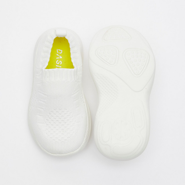 Dash Textured Slip-On Shoes with Pull Tab Detail