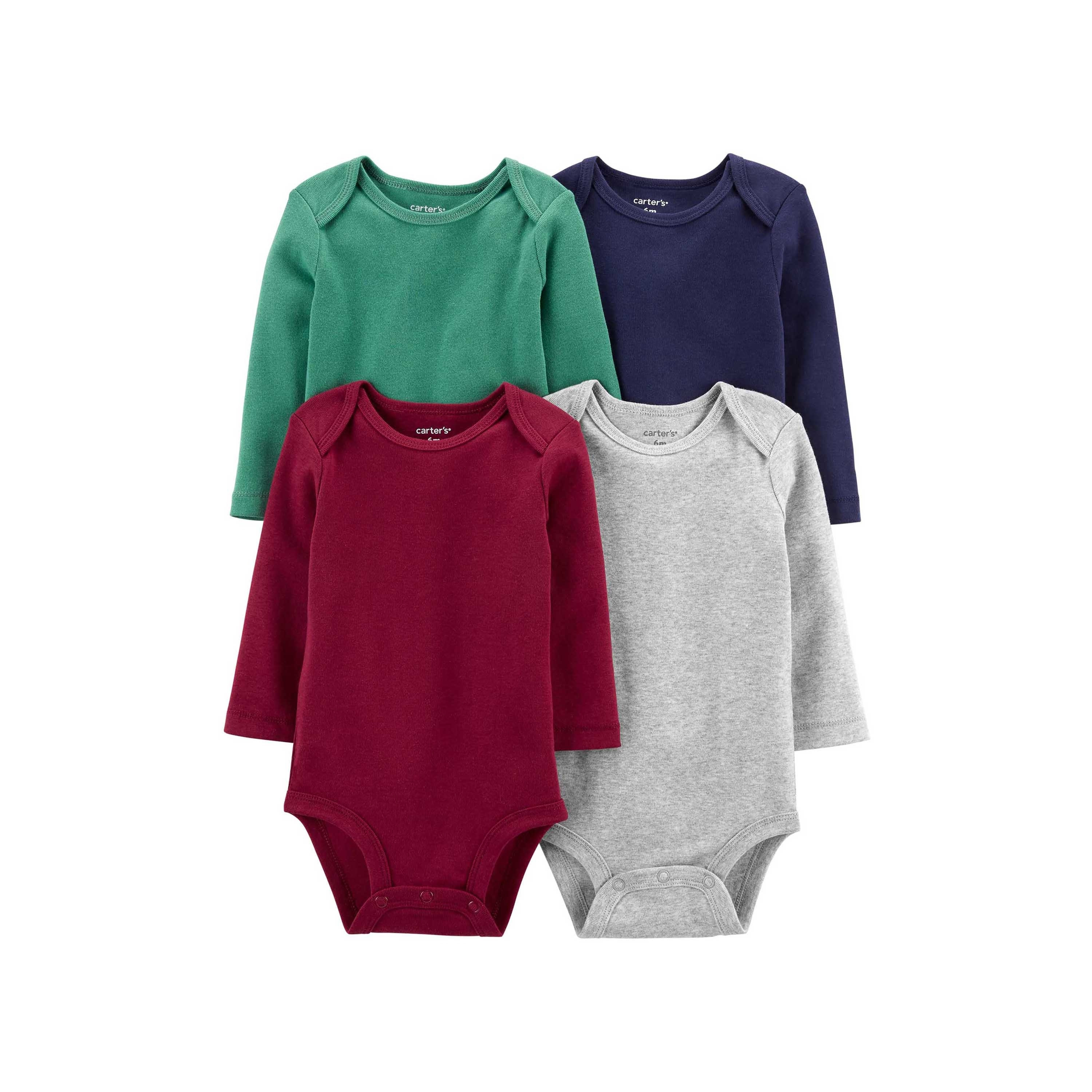 Carter's Solid Long Sleeves Bodysuit - Pack of 4-baby-boys-clothing-multipacks-image-1