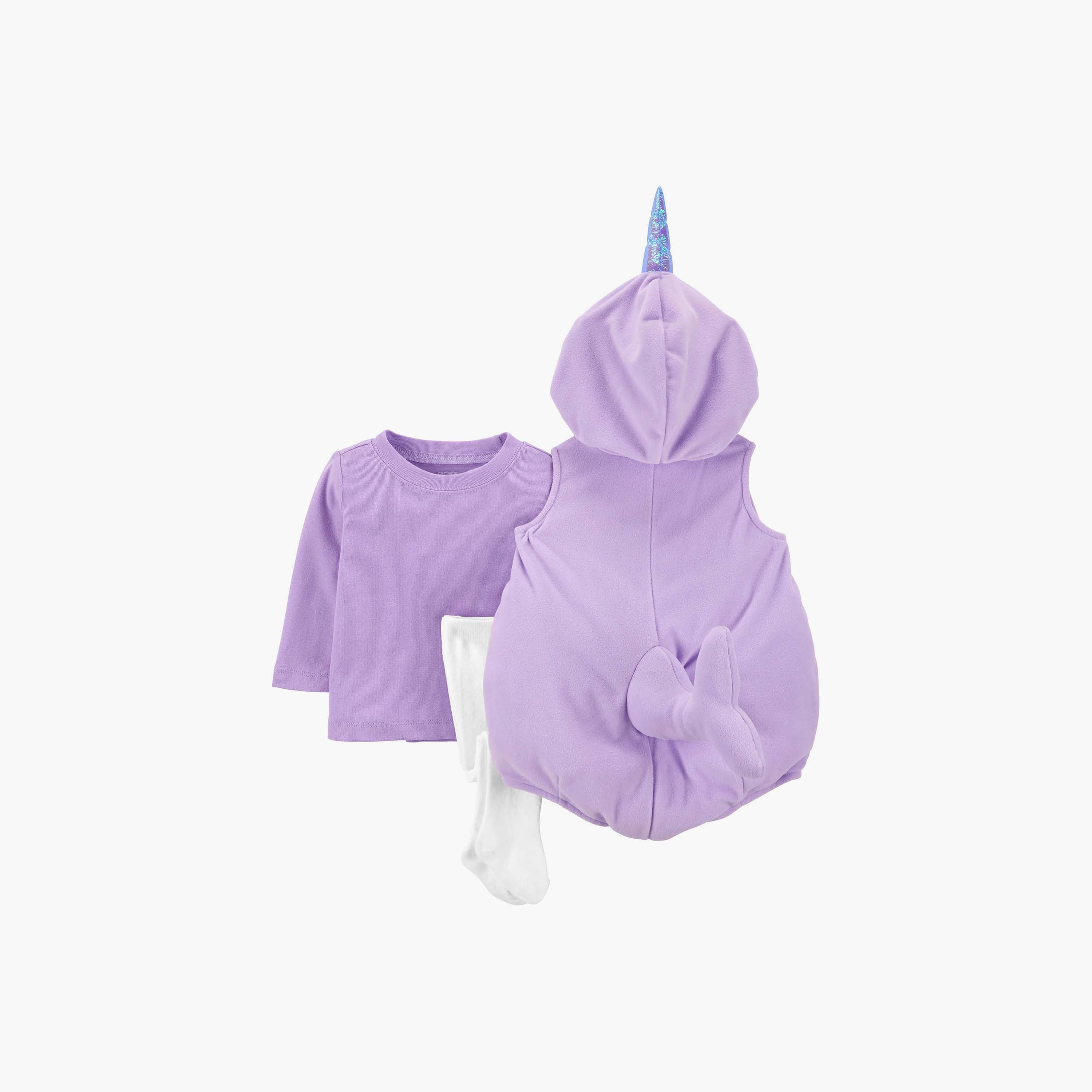 Carter's Little Narwhal Costume Jacket with Full Sleeve T-shirt and Stockings - Set of 3-baby-girls-clothing-setsandcoords-image-2