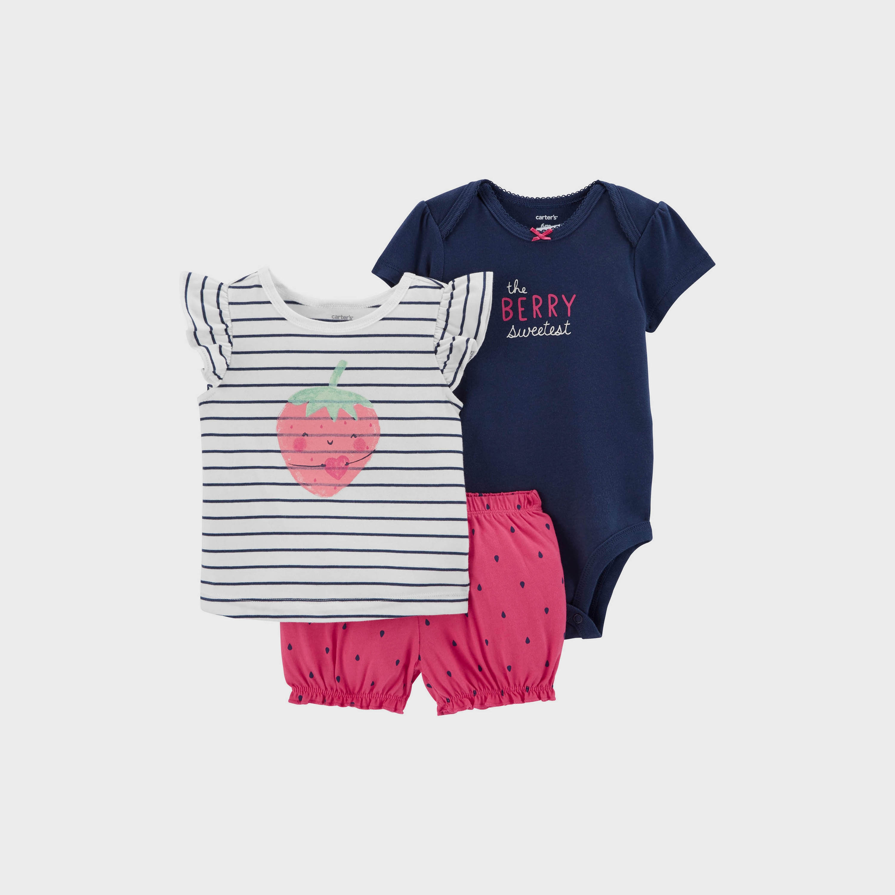 Carters 3 Piece Strawberry Little Short Set