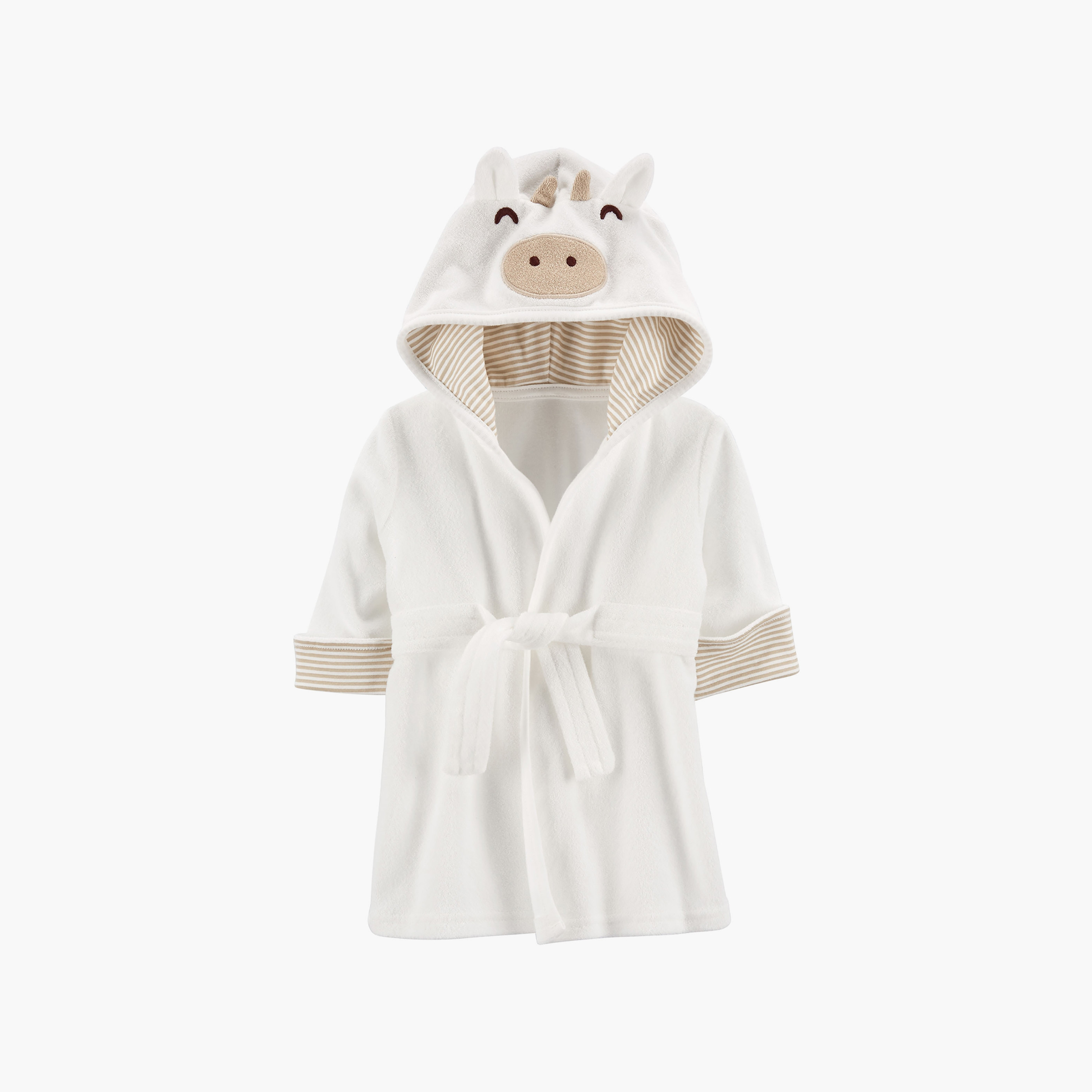 Carter's Embroidered Bathrobe with Hood and Striped Cuffs-baby-bathandcare-towels-image-1