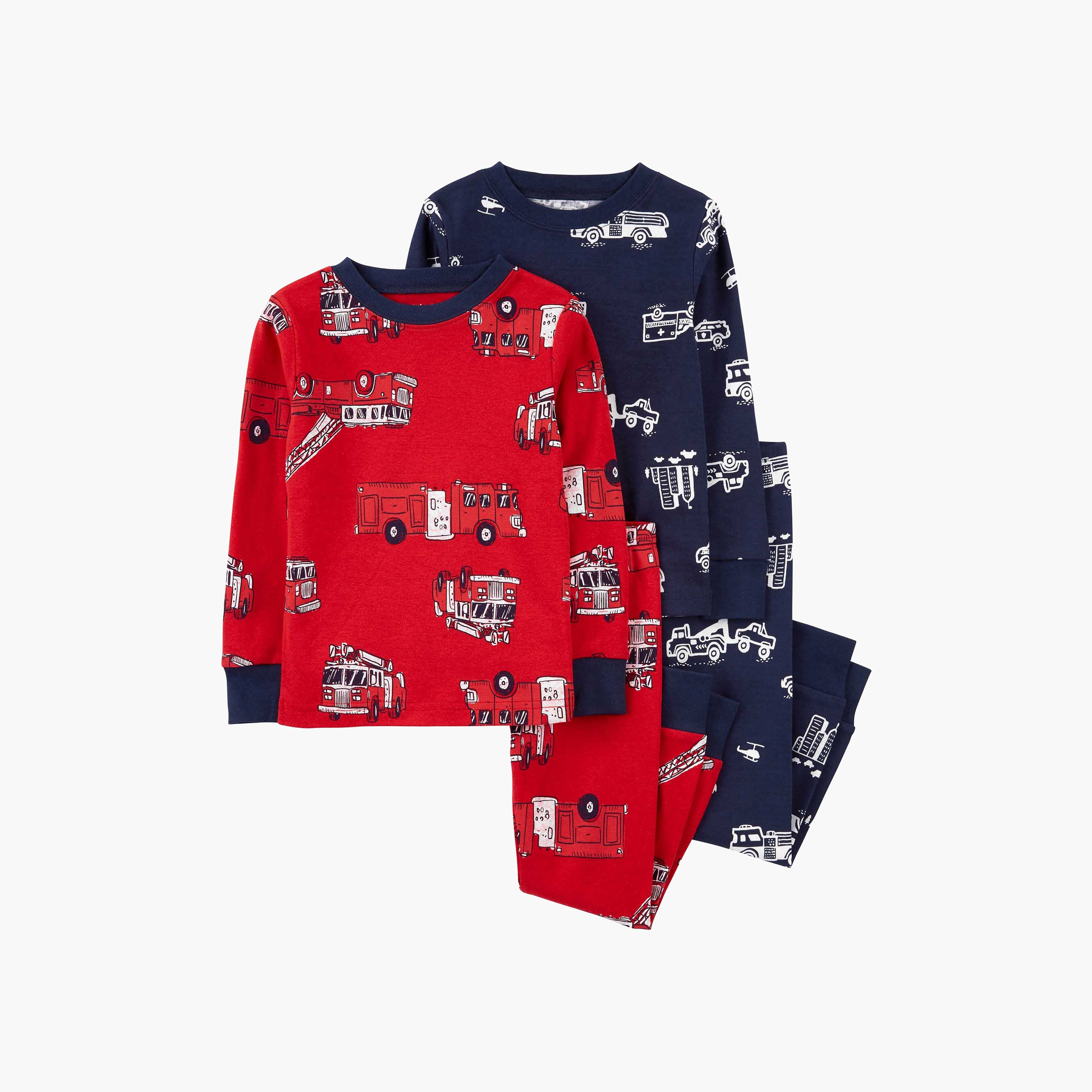 Carter's Firetruck T-shirts with Pyjamas Sleeping Outfit-Set of 4-baby-boys-clothing-nightwear-pyjamasets-image-1