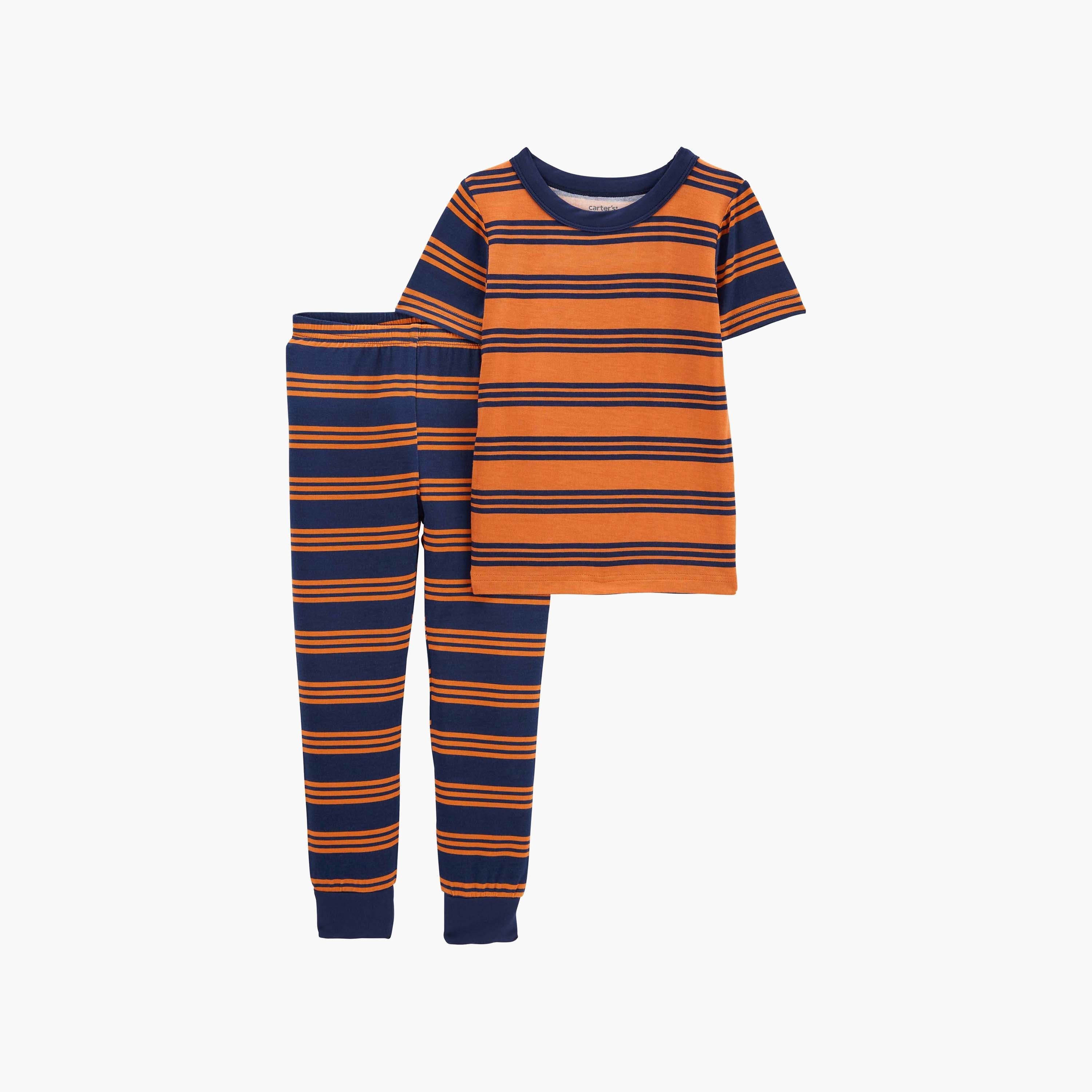 طقم مكون من قطعتين من تي شيرت وبنطال ركض مخطط بأكمام قصيرة من كارترز-baby-boys-clothing-nightwear-pyjamasets-image-1