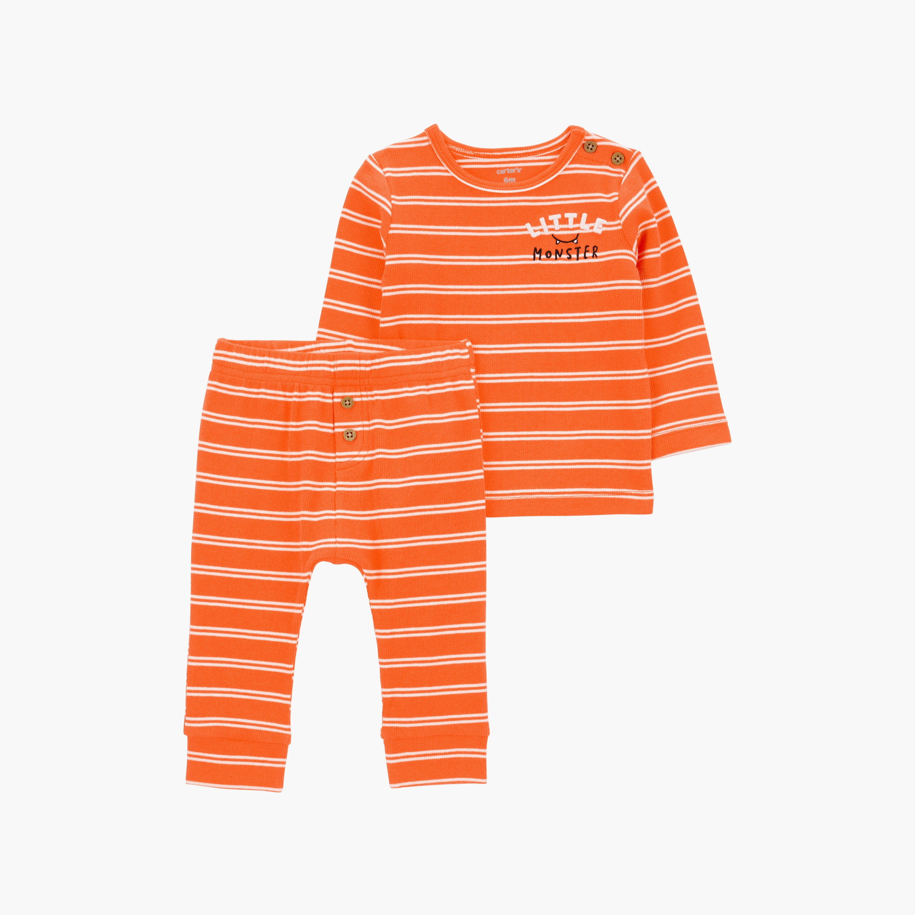 تيشيرت بأكمام طويلة مطبوعة قطعتين مع بنطال ركض من كارترز-baby-girls-clothing-setsandcoords-image-1