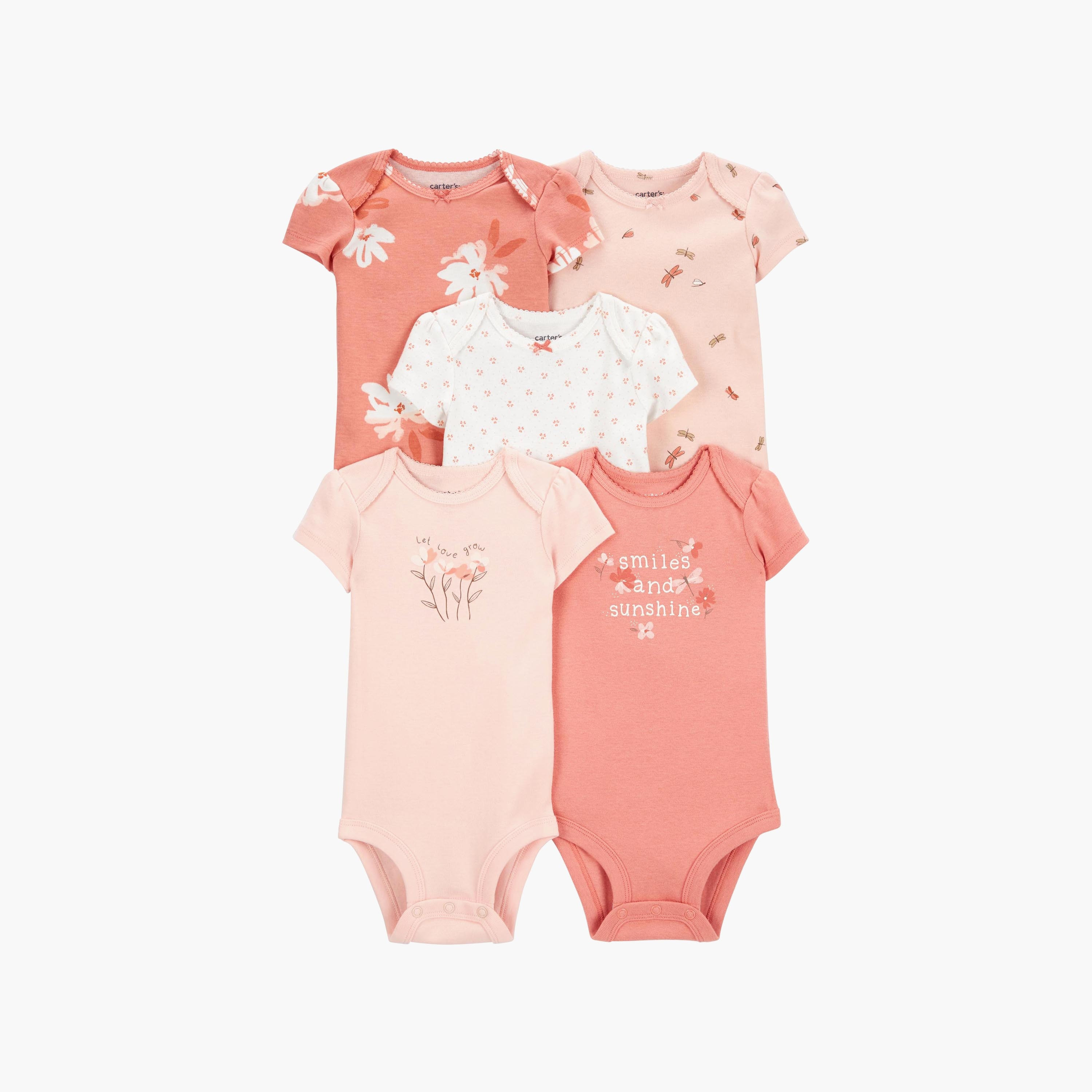 بودي سوت أصلي بأكمام قصيرة 5 قطع من كارترز-baby-girls-clothing-bodysuits-image-1