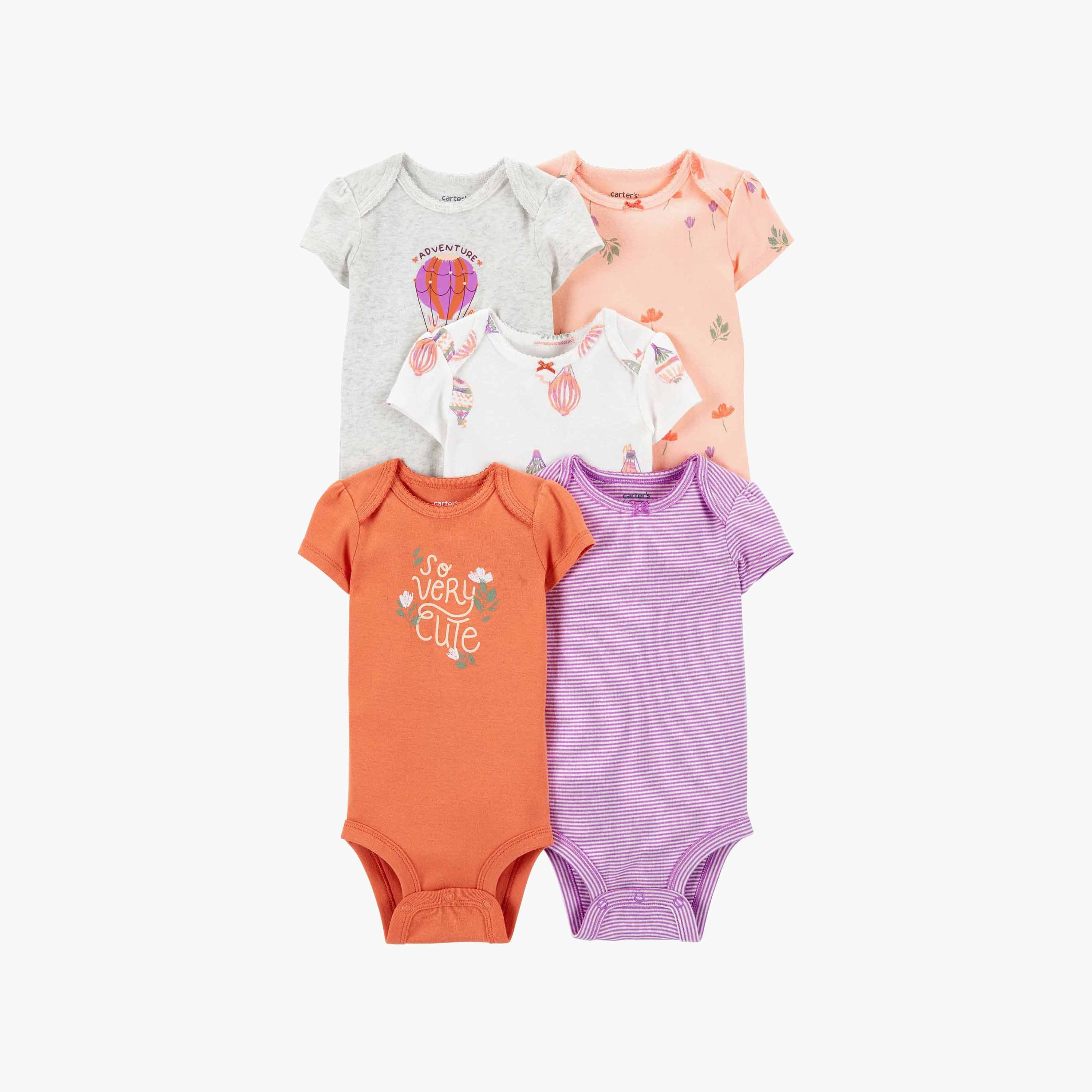 بودي سوت أصلي بأكمام قصيرة 5 قطع من كارترز-baby-girls-clothing-bodysuits-image-1