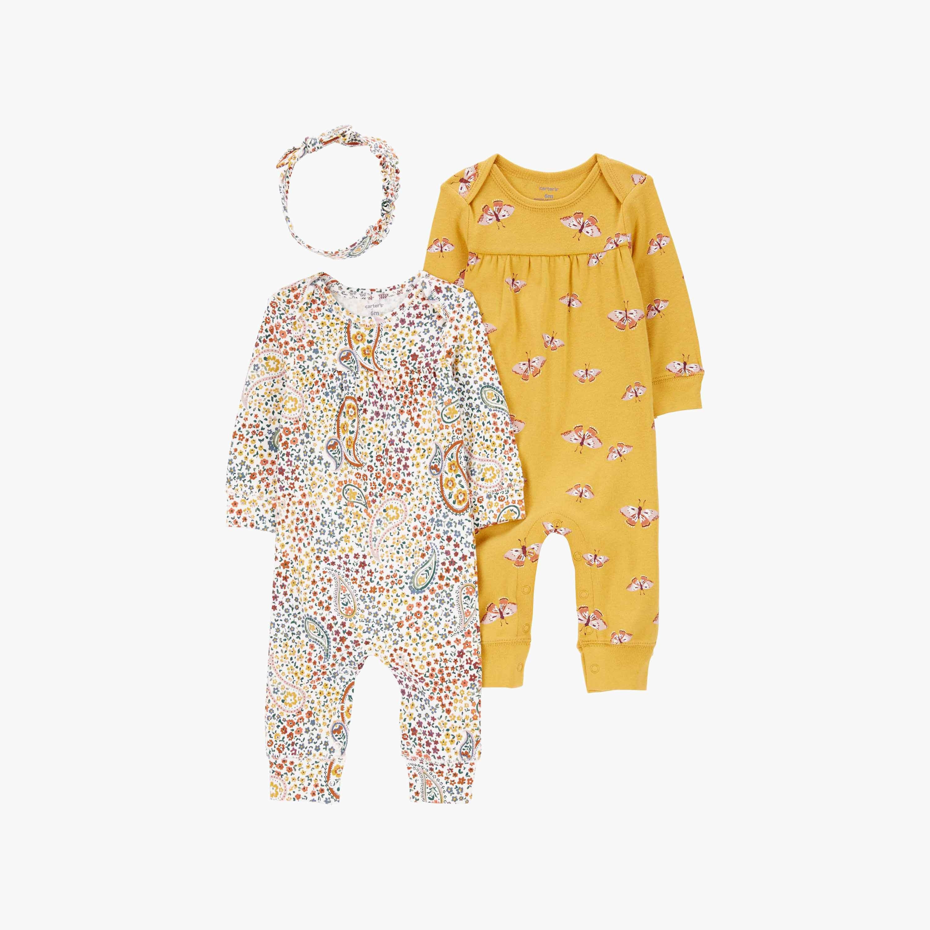 مجموعة شخصيات صغيرة بايسلي وفراشة 3 قطع من كارترز-baby-girls-clothing-rompers-image-1