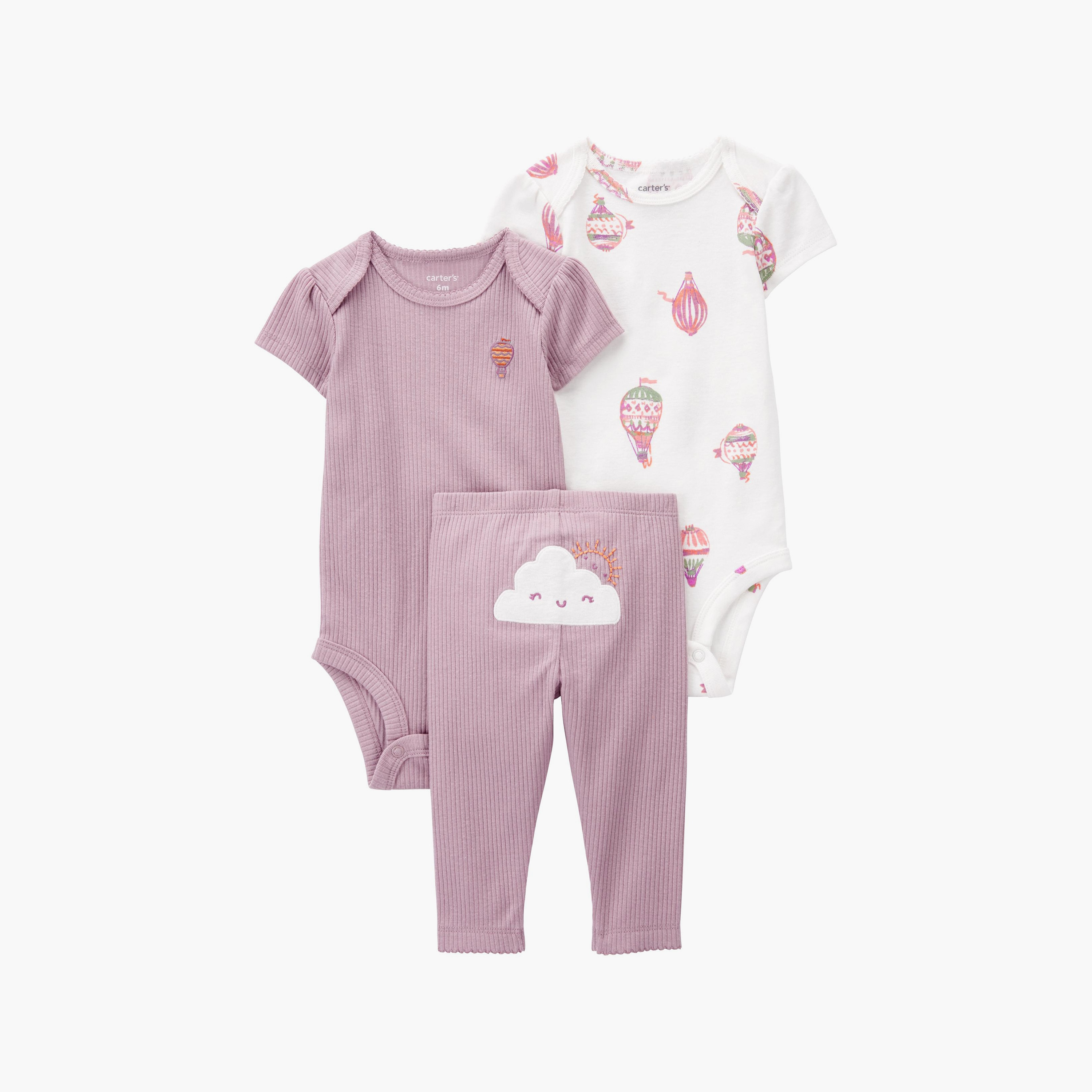 بودي سوت مطبوعة بأكمام قصيرة مع بنطال قطعتان من كارترز-baby-girls-clothing-setsandcoords-image-1