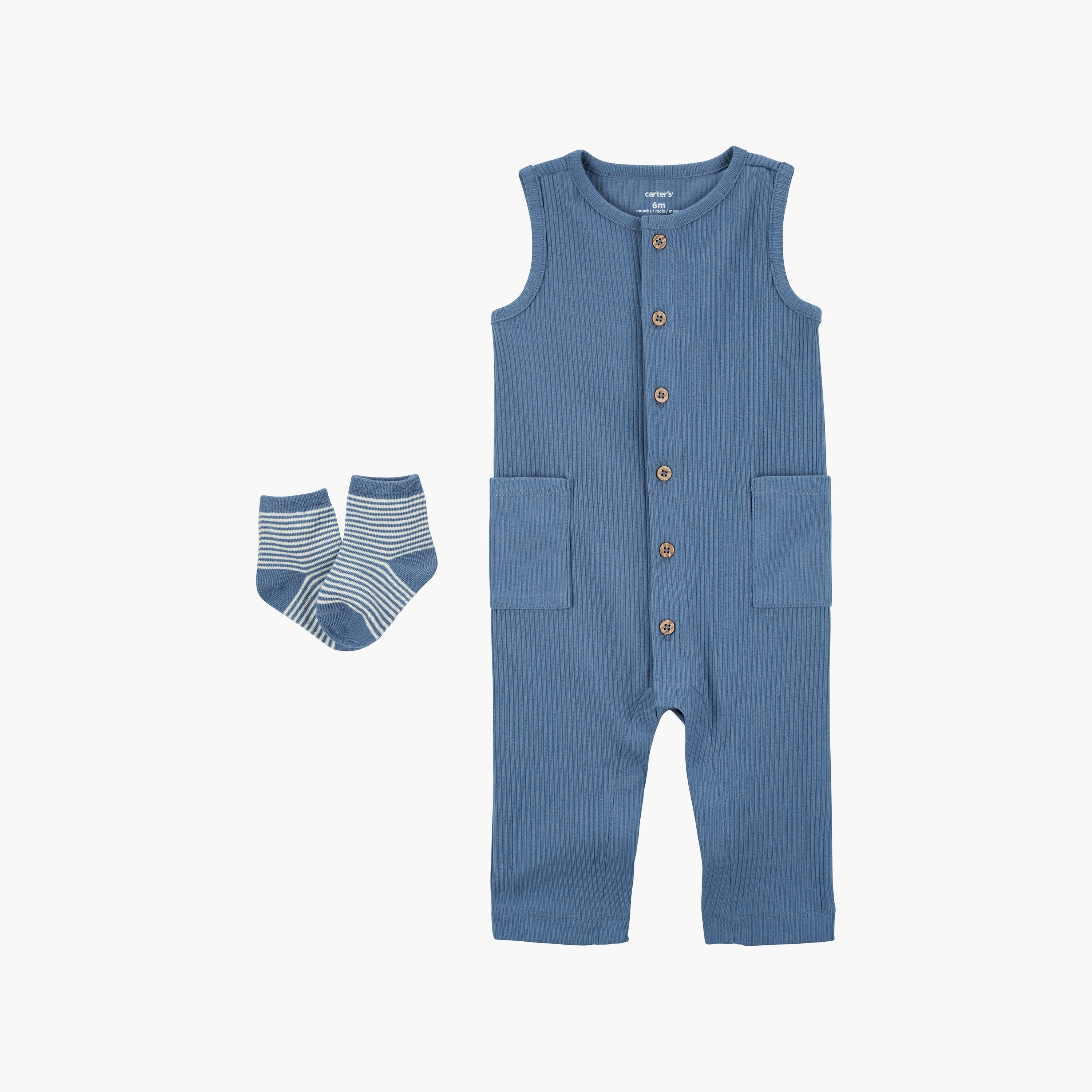 جمبسوت قطعتين سادة بدون أكمام مع زوج من الجوارب من كارترز-baby-boys-clothing-setsandcoords-image-1