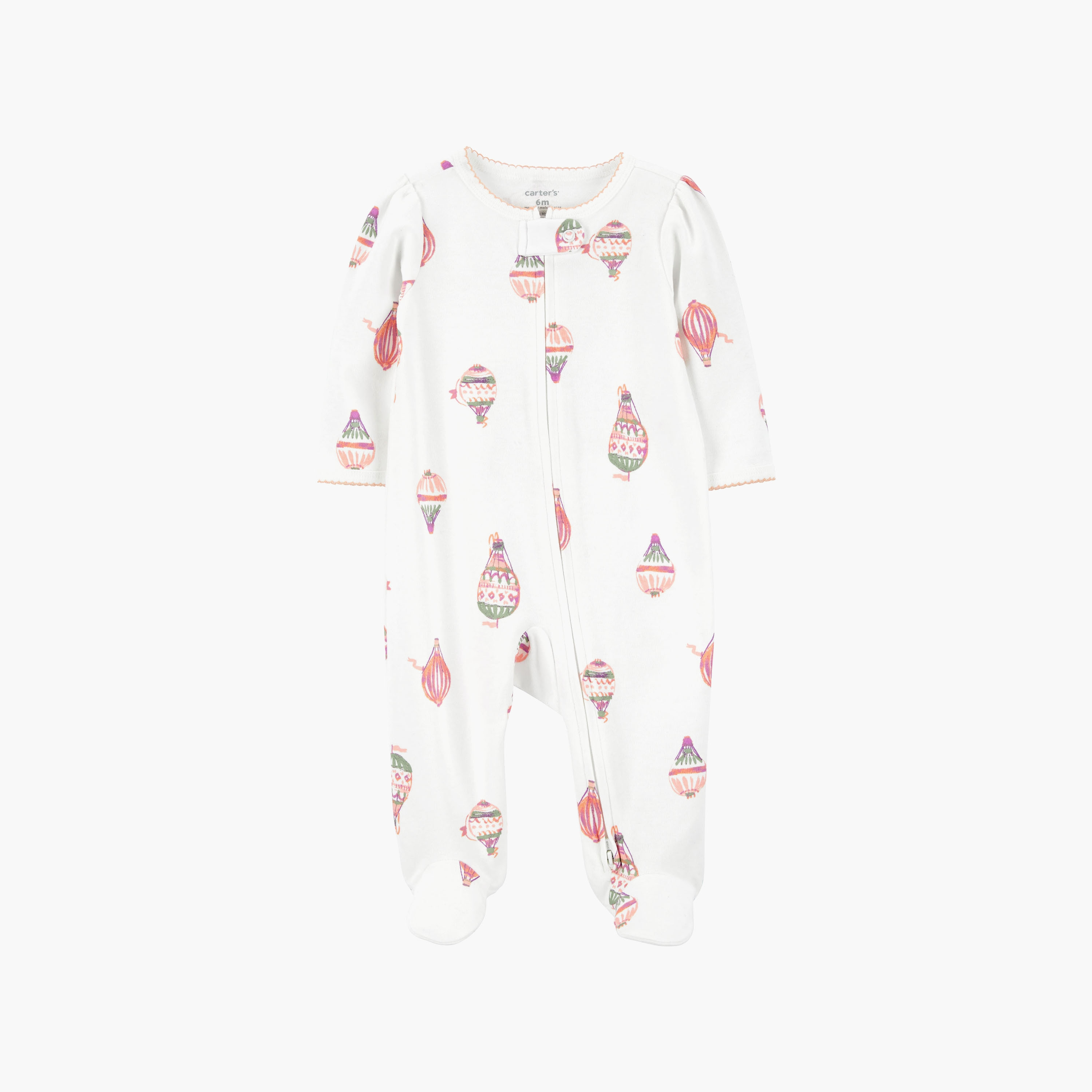 طقم نوم ولعب قطن بسحاب في الأتجاهين منطاد من كارترز-baby-girls-clothing-nightwear-sleepsuits-image-1