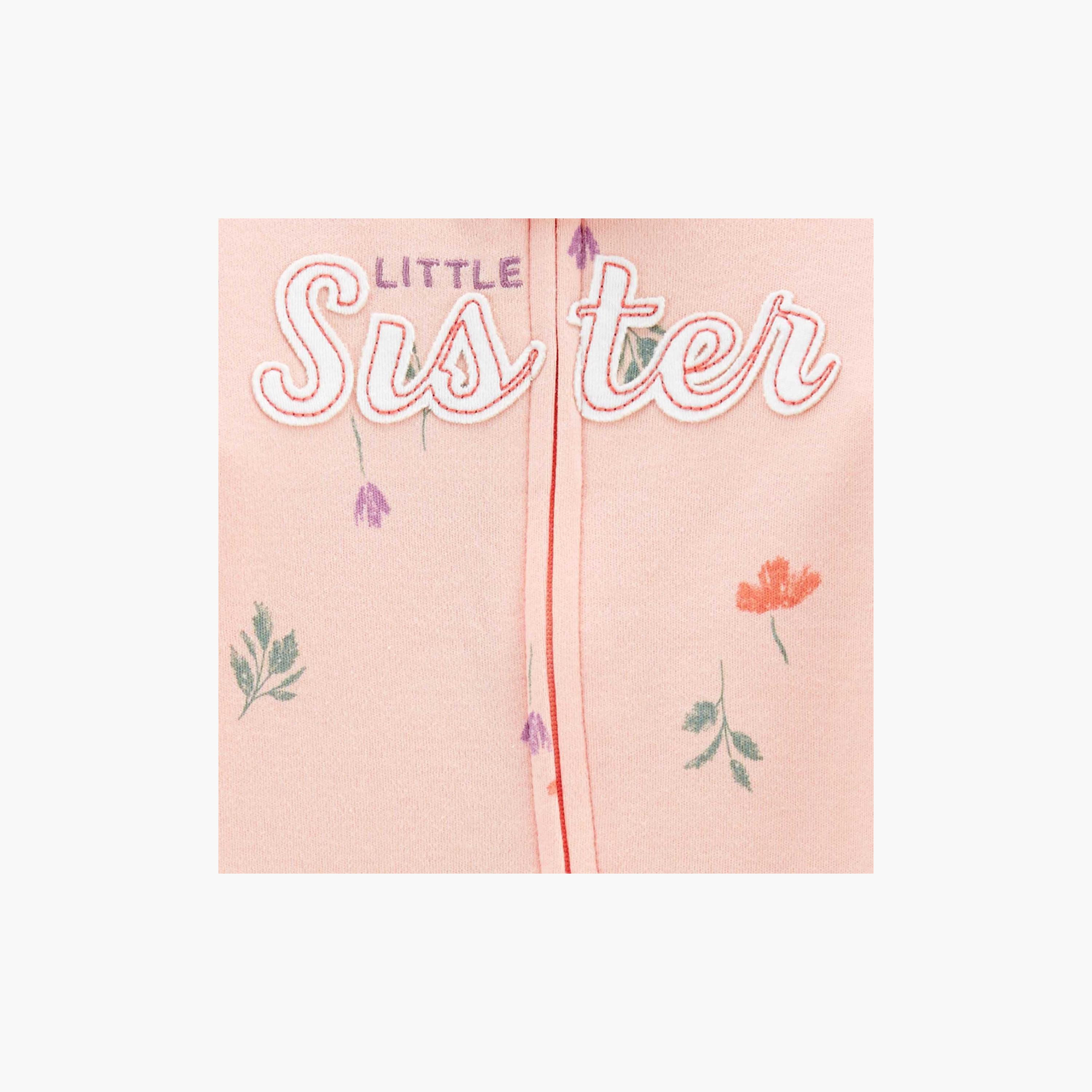 طقم نوم ولعب قطن بسحاب في الأتجاهين ليتل سيستر من كارترز-baby-girls-clothing-nightwear-sleepsuits-image-2