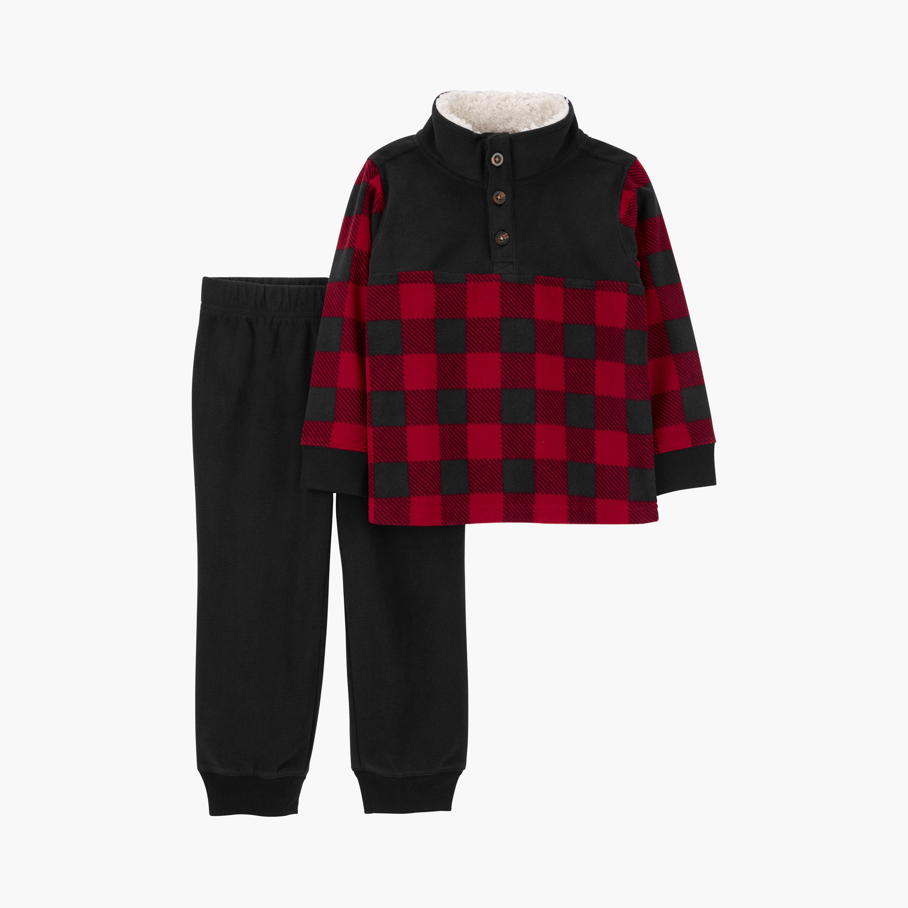 جاكيت مربعات بأكمام طويلة قطعتين مع بنطال ركض من كارترز-baby-boys-clothing-setsandcoords-image-1
