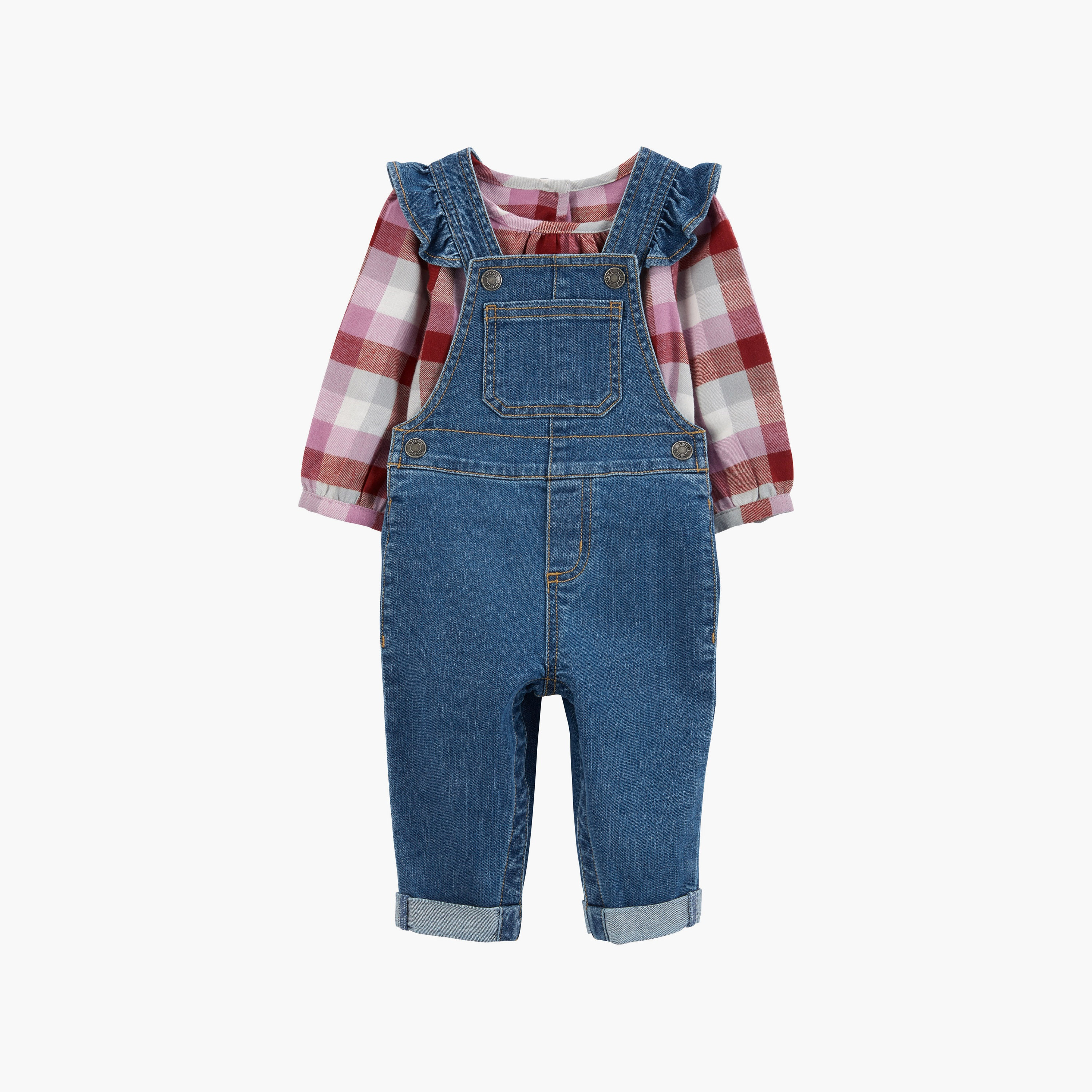 دنغري بأكمام طويلة وجزء علوي من قطعتين من كارترز-baby-girls-clothing-setsandcoords-image-1