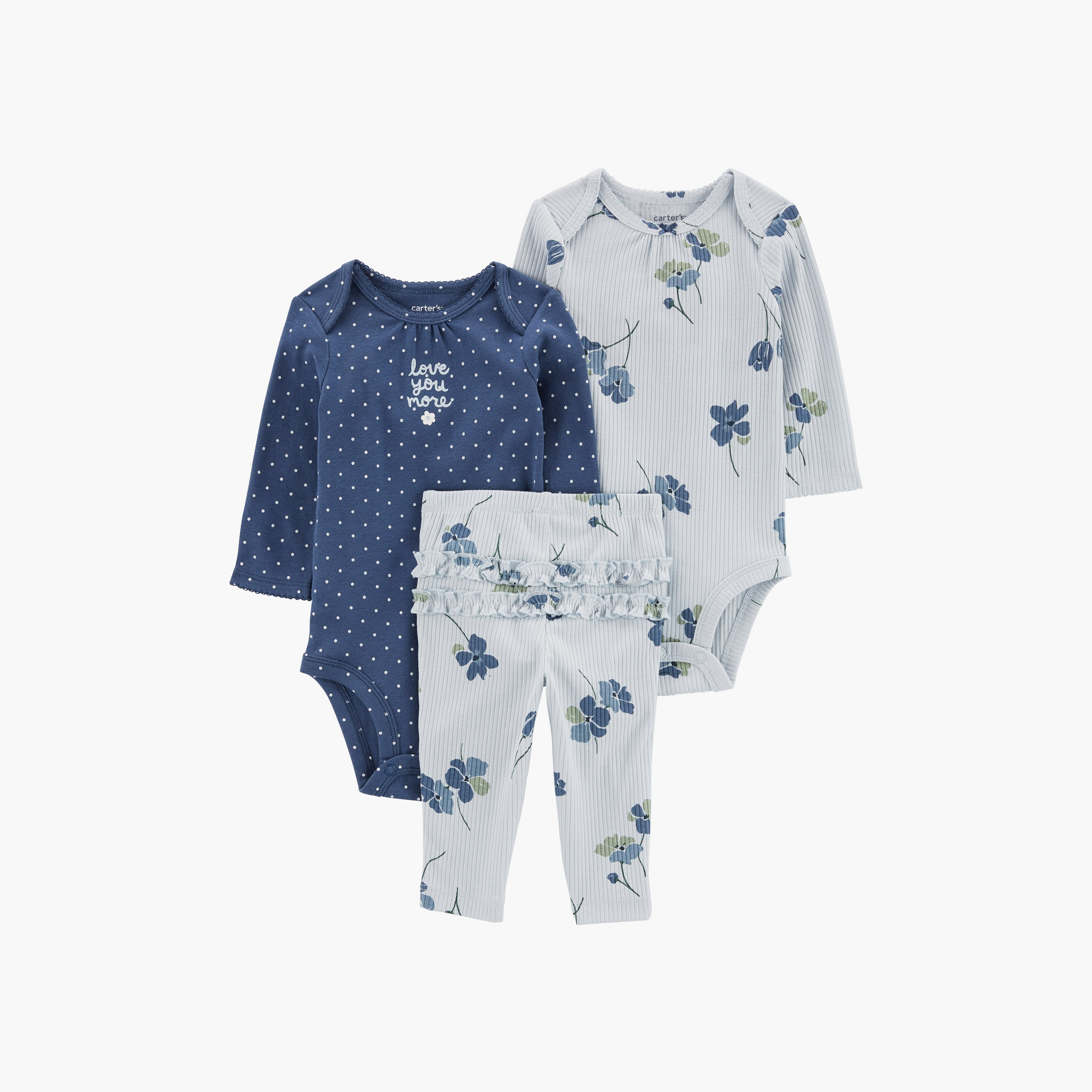 بودي سوت قطعتين بأكمام طويلة وطبعات زهور مع بنطال ضيق من كارترز-baby-girls-clothing-setsandcoords-image-1