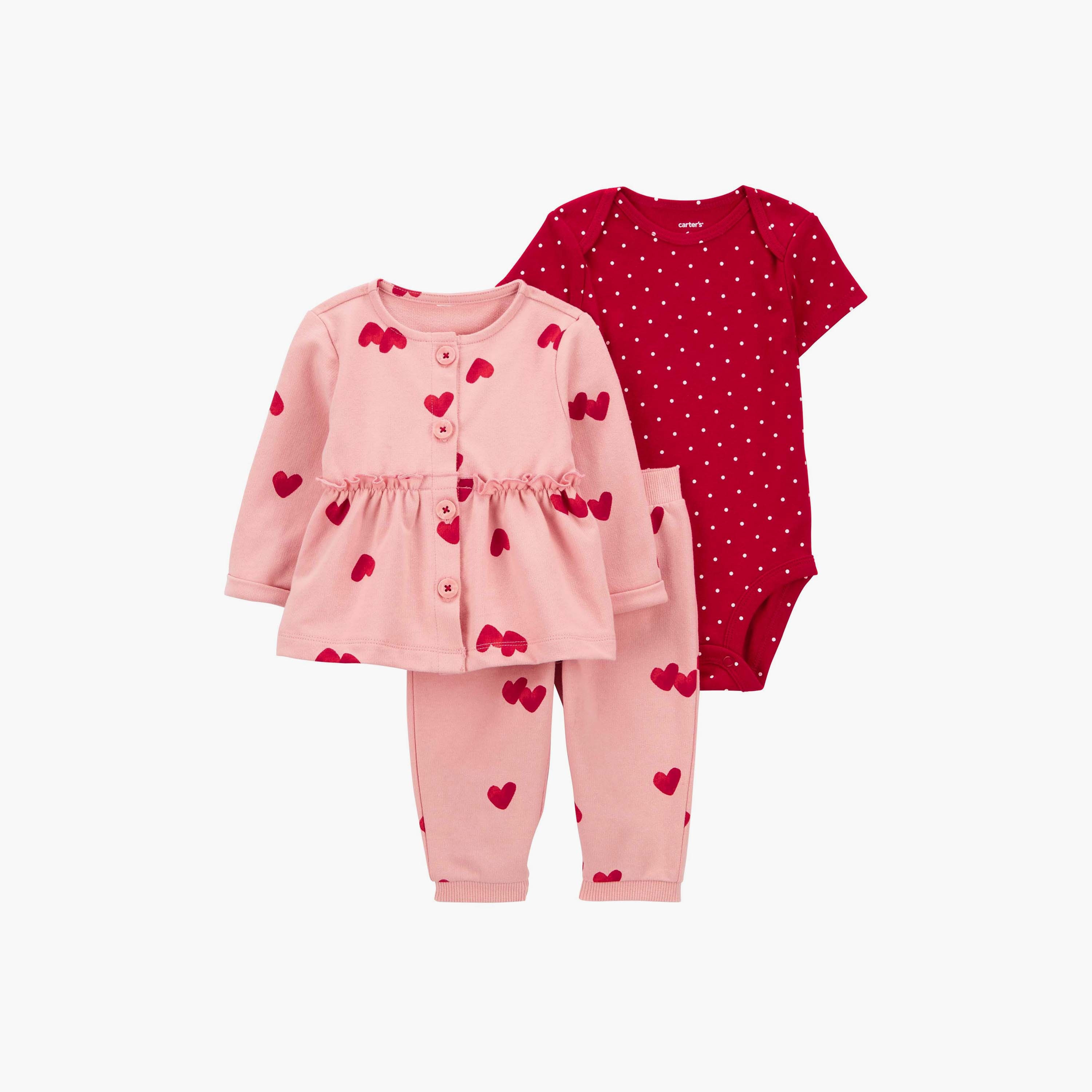 مجموعة كارديجان صغير 3 قطع قلوب من كارترز -baby-girls-clothing-setsandcoords-image-1