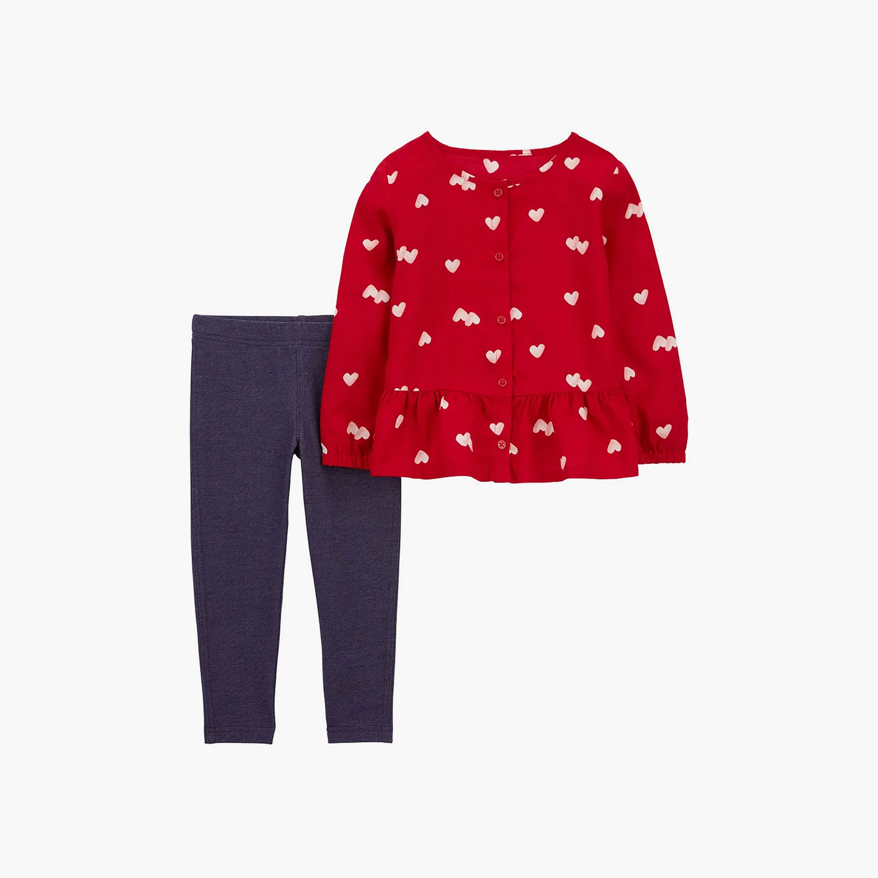 بلوزة بأكمام طويلة مطبوعة قطعتين مع بنطال ضيق من كارترز-baby-girls-clothing-setsandcoords-image-1