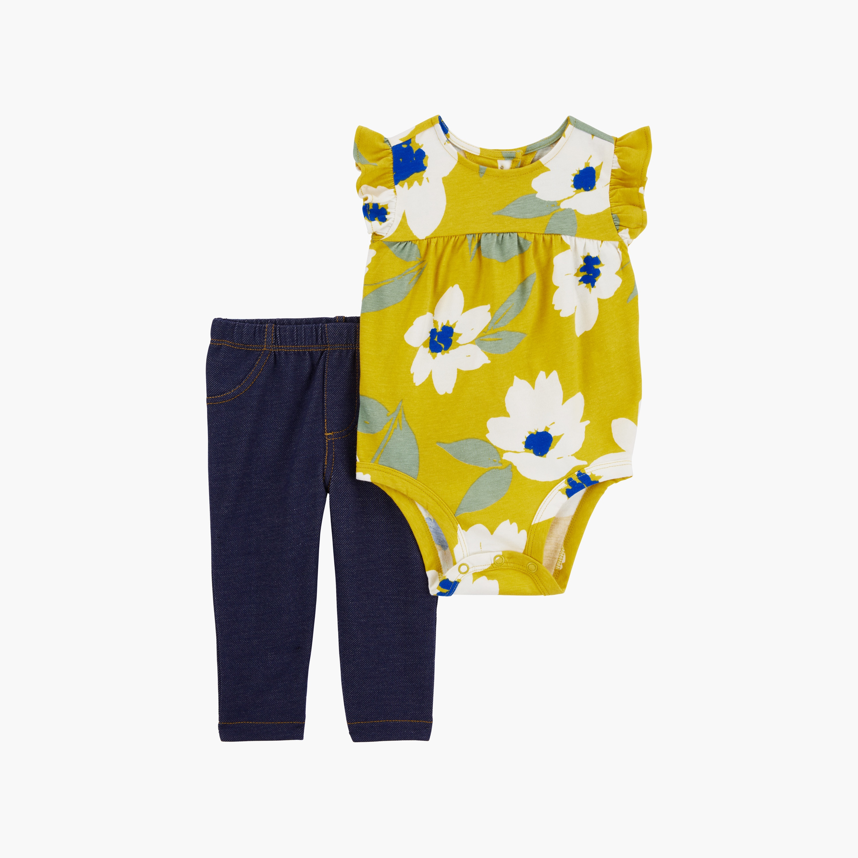 مجموعة بادي سوت قطعتين بنقشة الزهور مع بنطلون من كارترز-baby-girls-clothing-setsandcoords-image-1