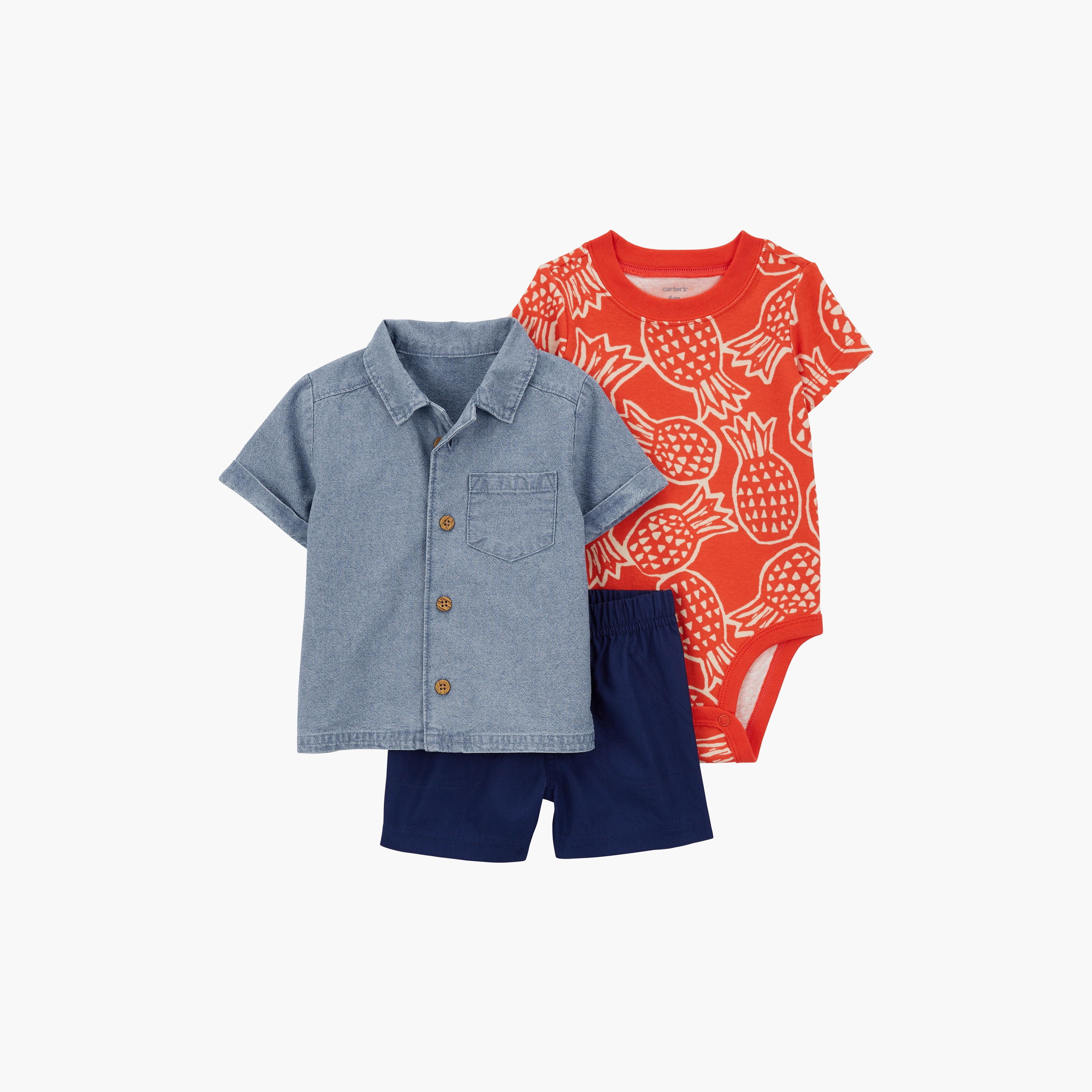 Carter's 3-Piece Pineapple Little Shorts Set-baby-boys-clothing-setsandcoords-image-1