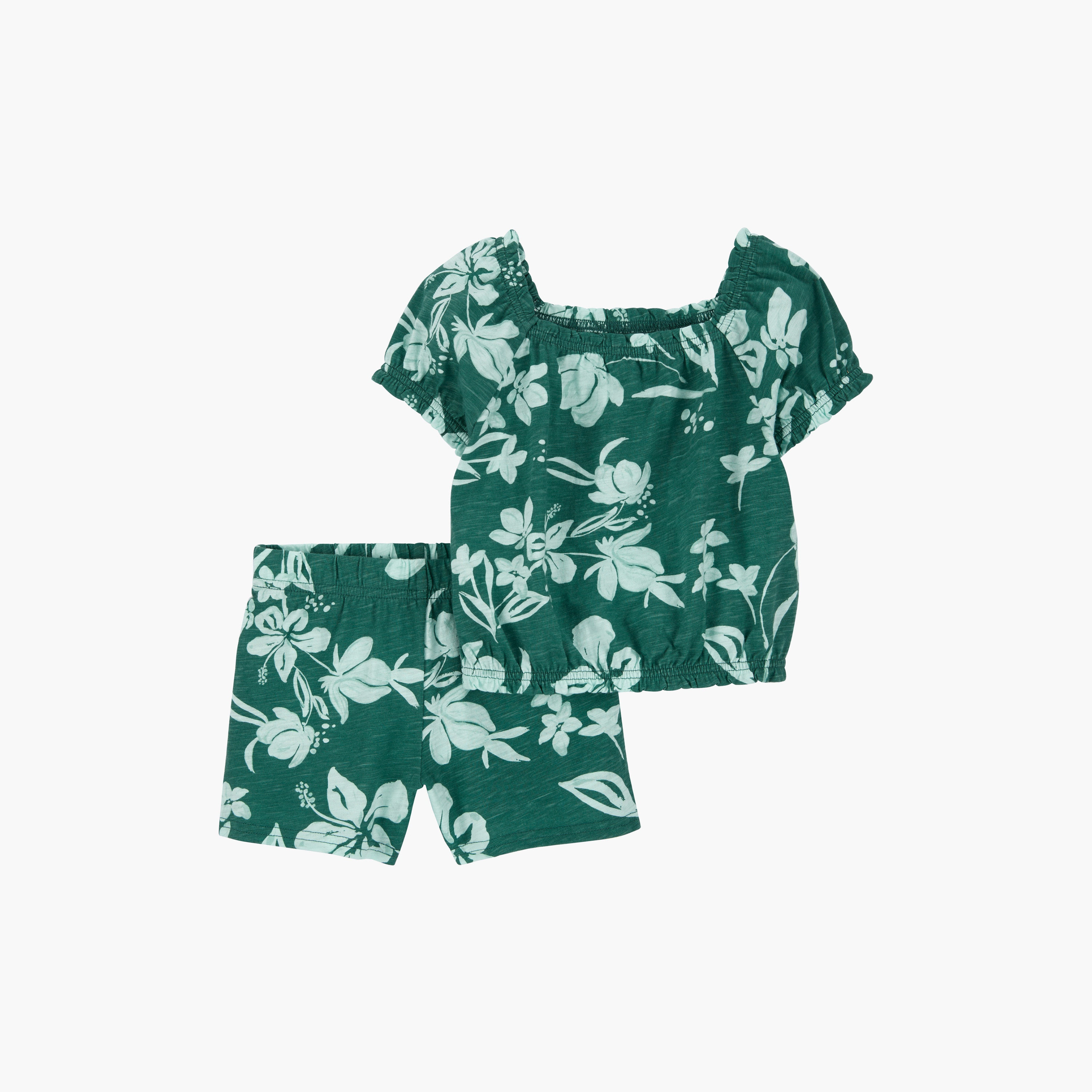 تي شيرت قطعتين بطبعة زهور بأكمام قصيرة مع شورت من كارترز-baby-girls-clothing-setsandcoords-image-1