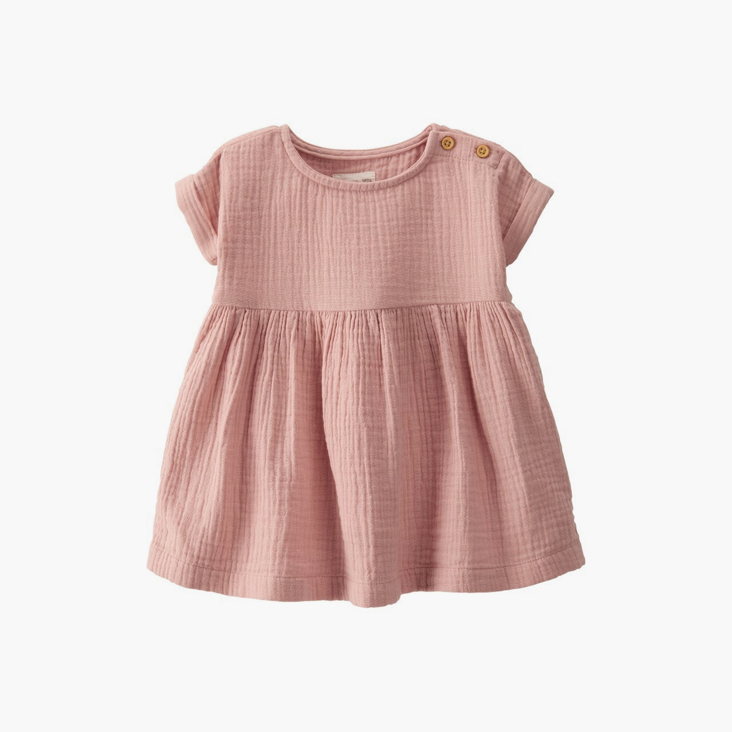 فستان سادة بأكمام قصيرة مع غطاء حفاضات من كارترز-girls-clothing-dressesandjumpsuits-image-1