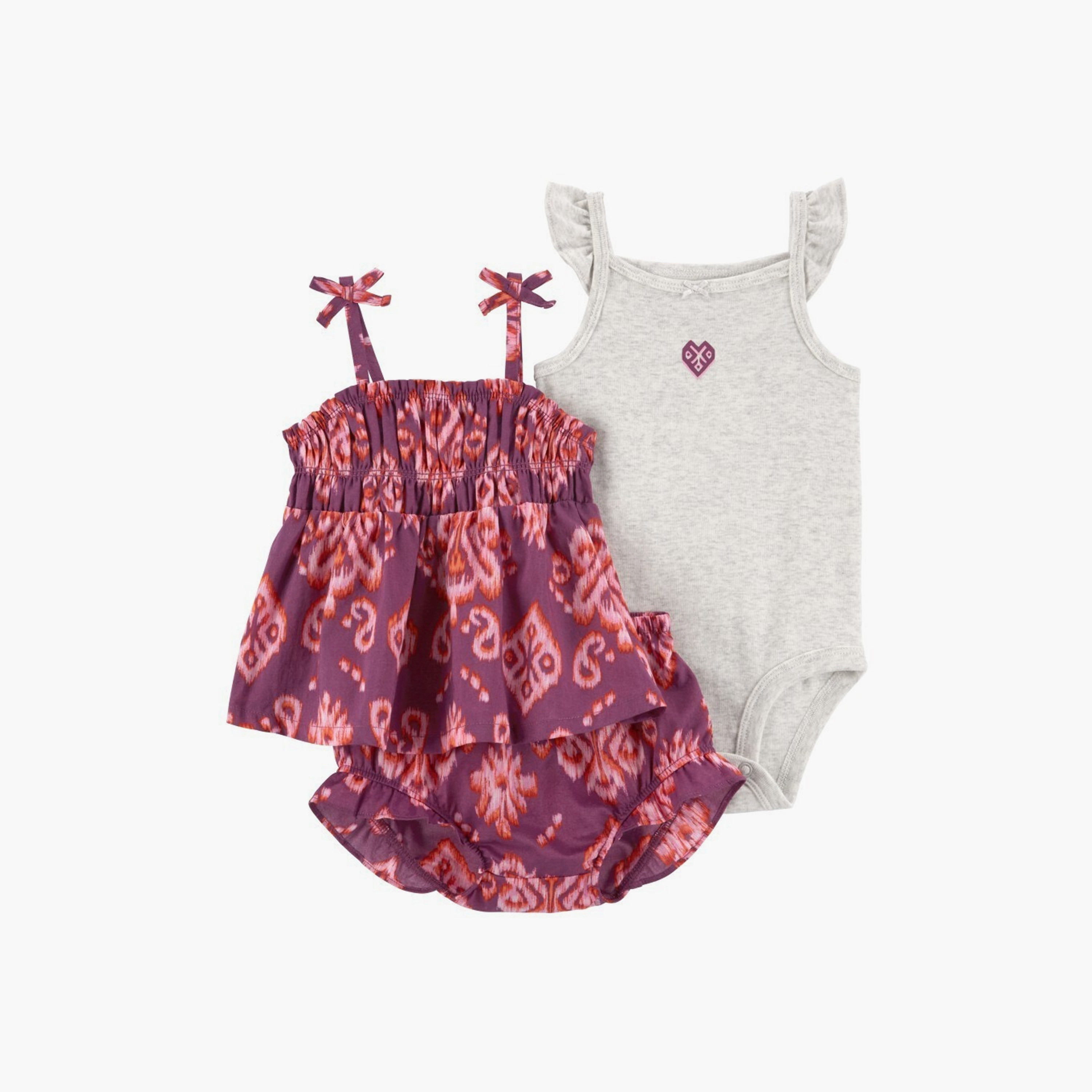 بودي سوت مطبوعة بدون أكمام مكونة من 3 قطع، بلوزة مع شورت من كارترز-girls-clothing-setsandcoords-image-1