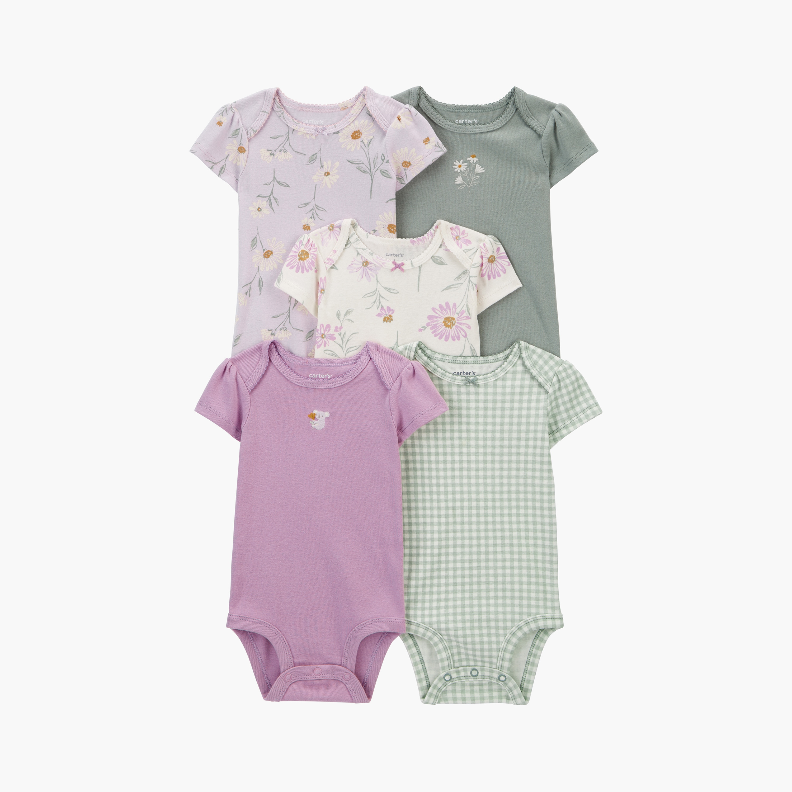بودي سوت بأكمام قصيرة وطبعة زهور 5 قطع من كارترز-baby-girls-clothing-bodysuits-image-1