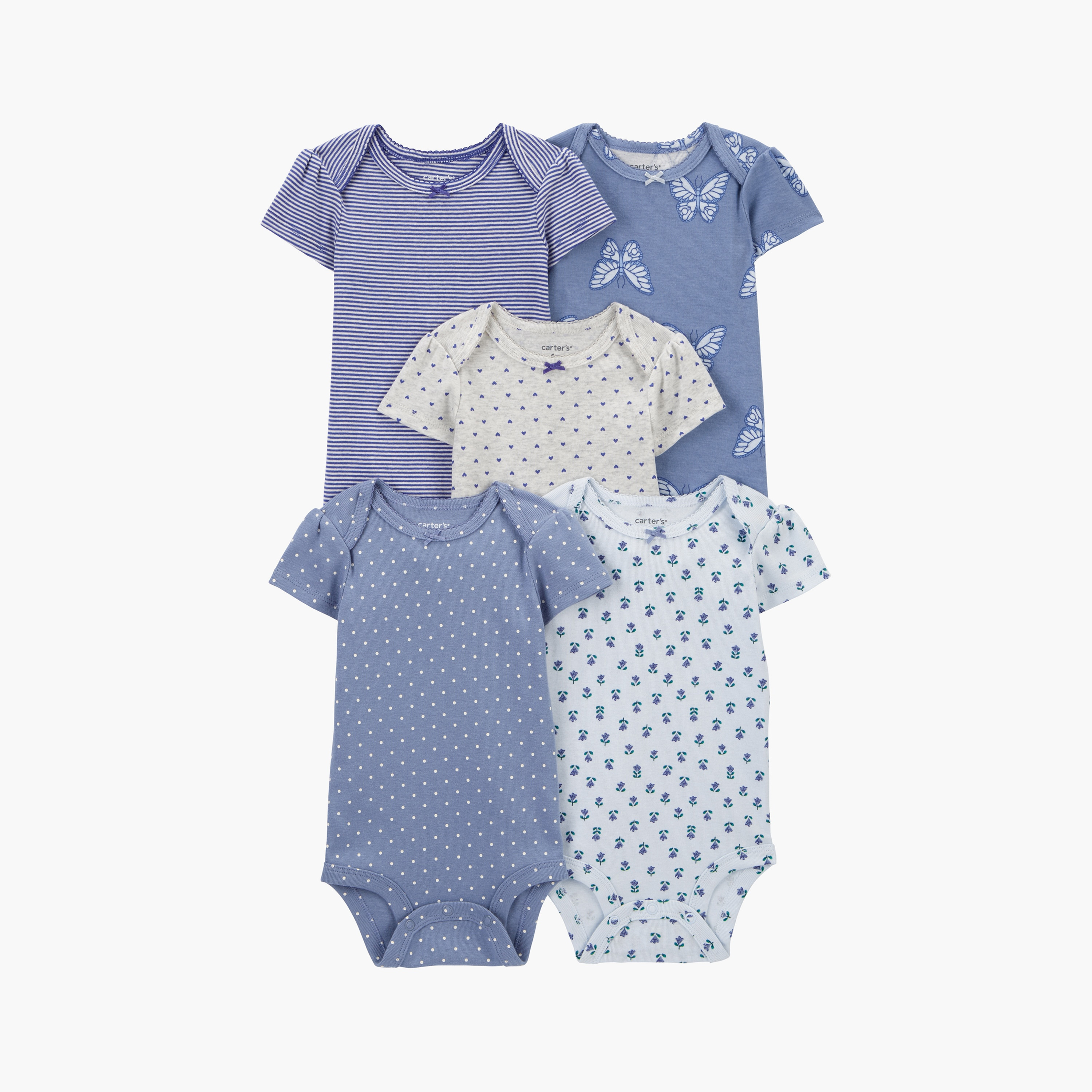 بودي سوت بأكمام قصيرة مطبوعة 5 قطع من كارترز-baby-girls-clothing-bodysuits-image-1