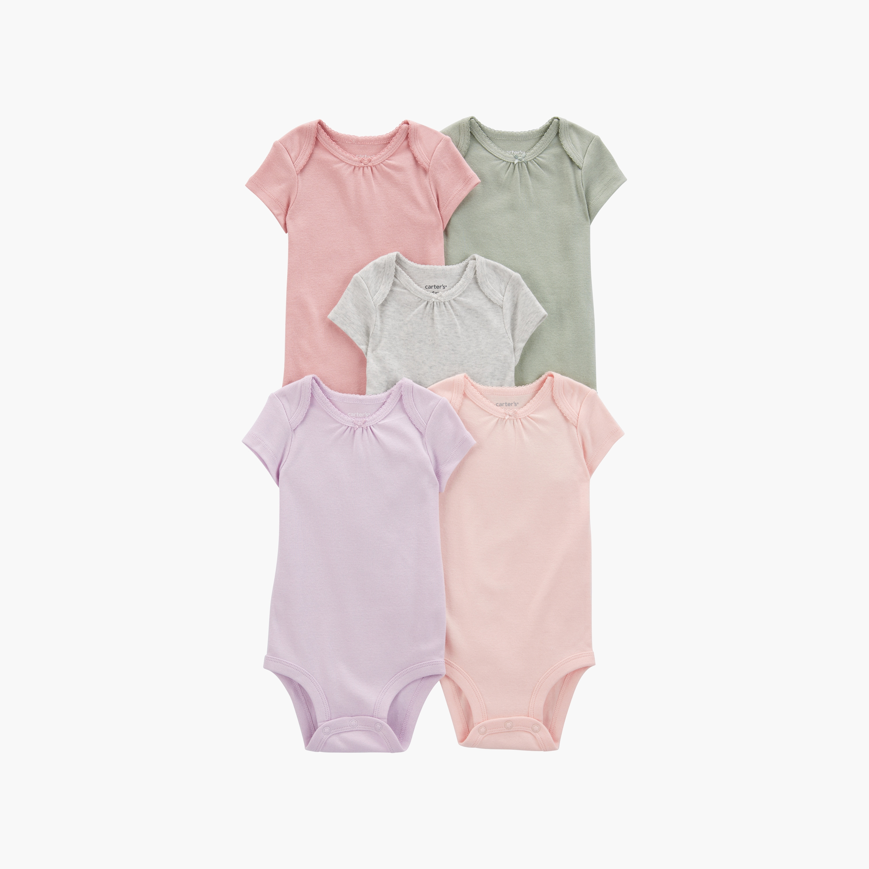 بودي سوت بأكمام قصيرة سادة 5 قطع من كارترز-baby-girls-clothing-bodysuits-image-1