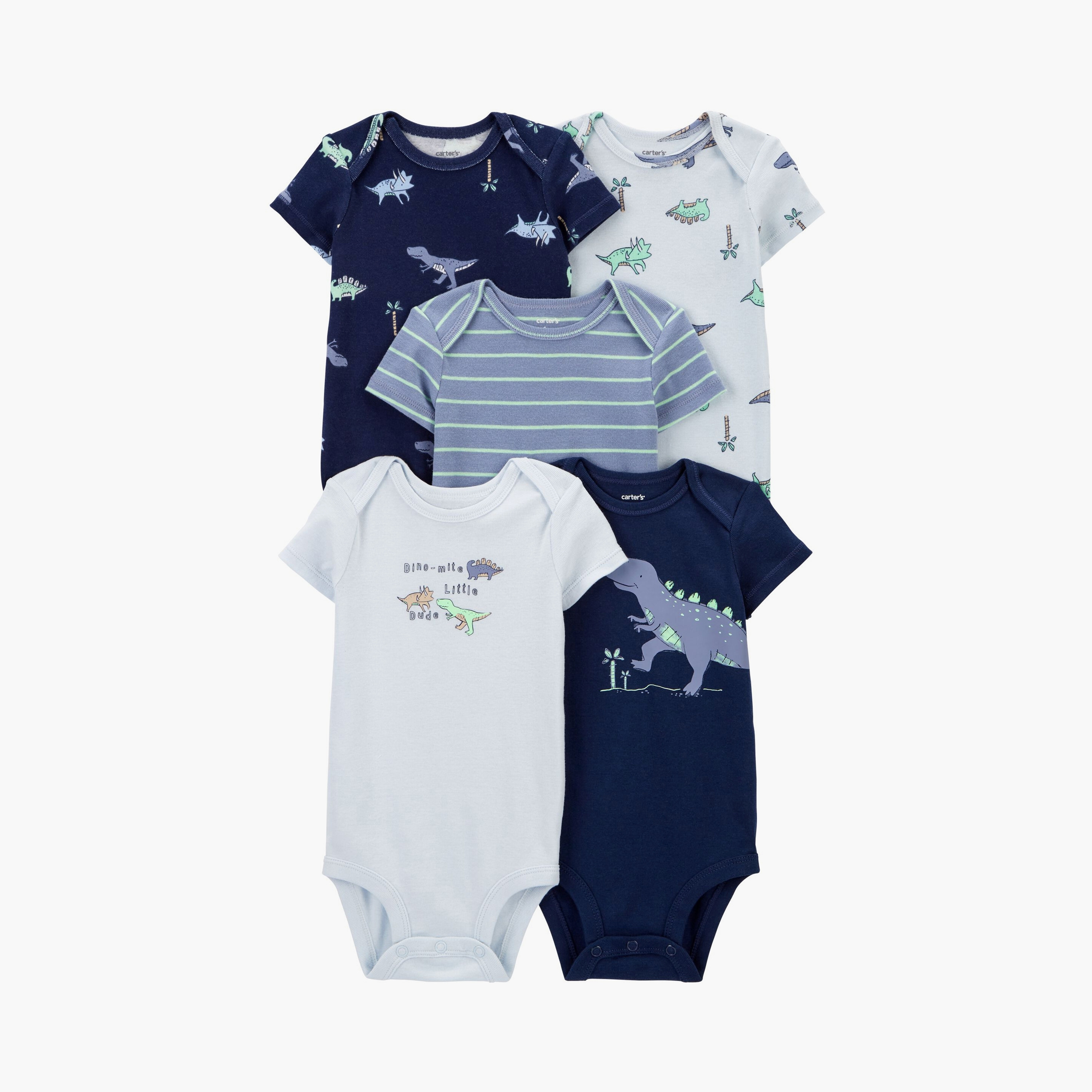 بودي سوت مكون من 5 قطع بطبعة ديناصور بأكمام قصيرة من كارترز-baby-boys-clothing-multipacks-image-1