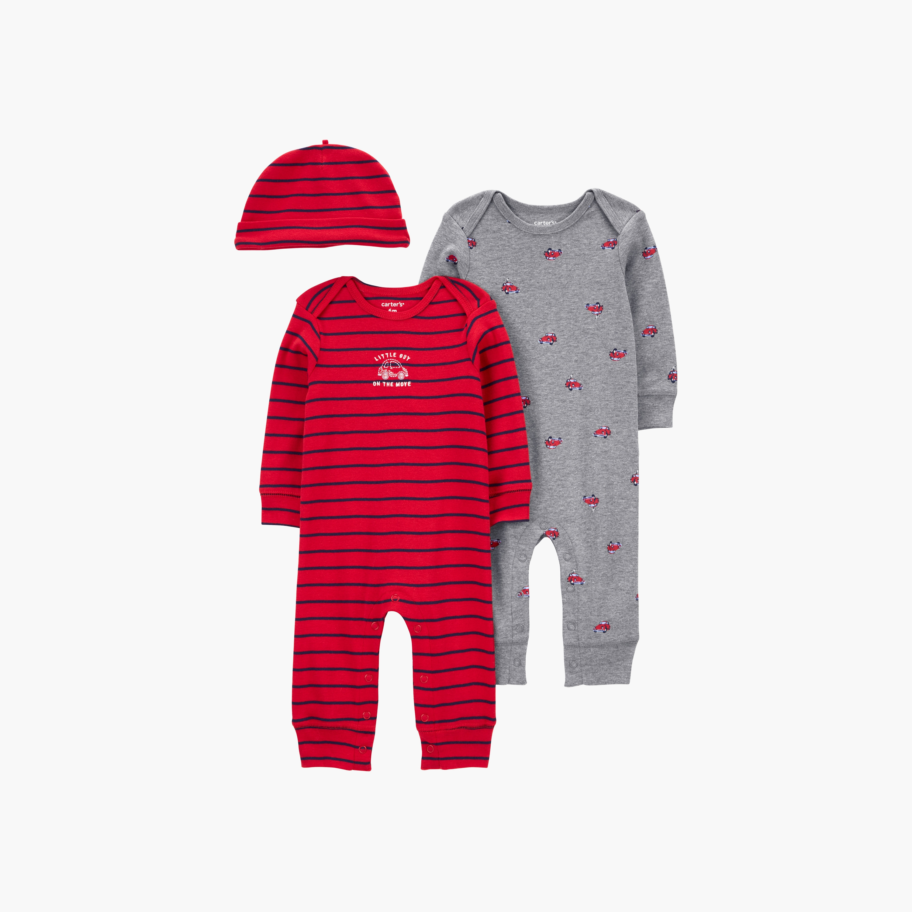 رومبير قطعتين بأكمام طويلة وطبعة سيارة مع قبعة من كارترز-baby-boys-clothing-multipacks-image-1