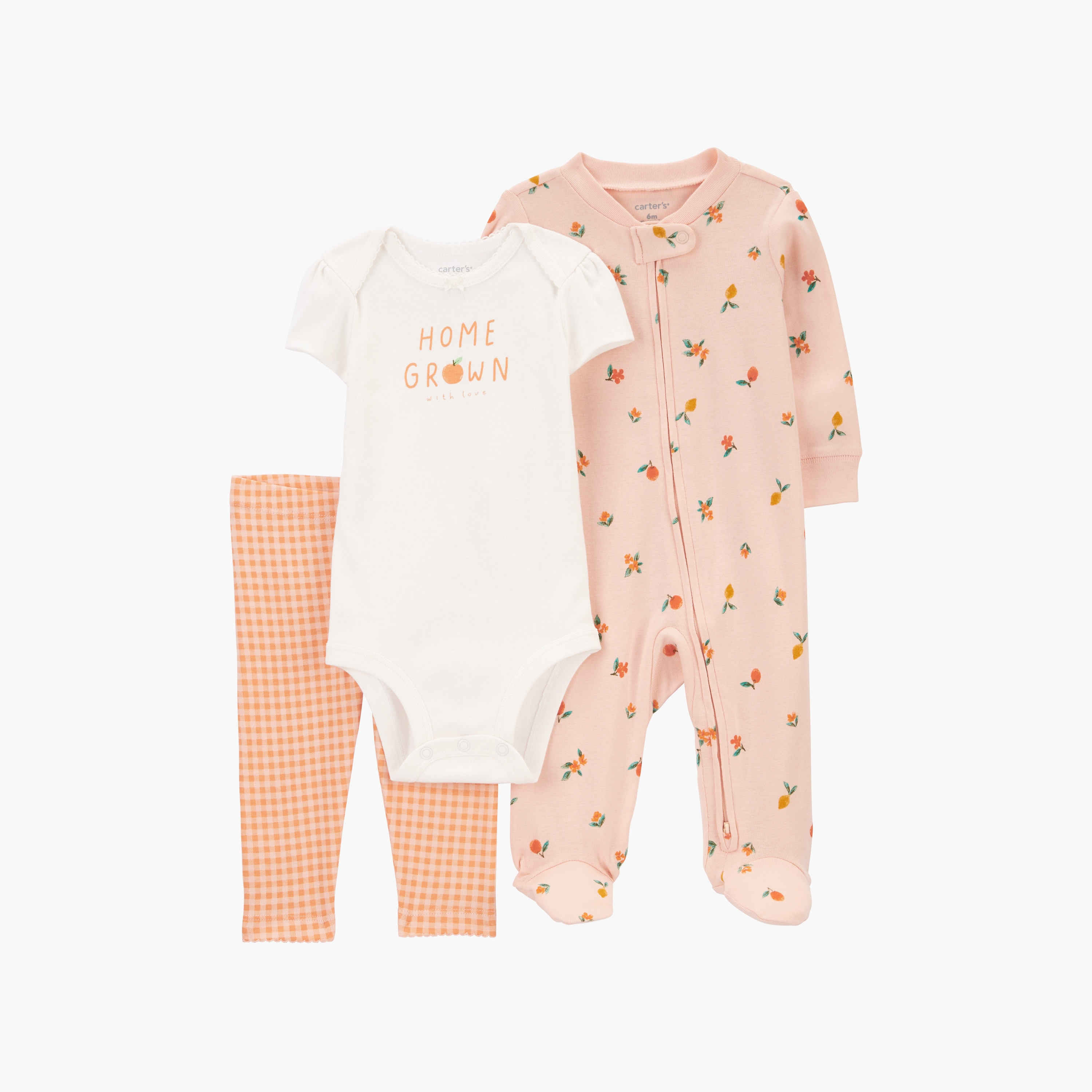 بودي سوت بأكمام طويلة مطبوعة من 3 قطع، بدلة نوم مع بنطال من كارترز-baby-girls-clothing-setsandcoords-image-1