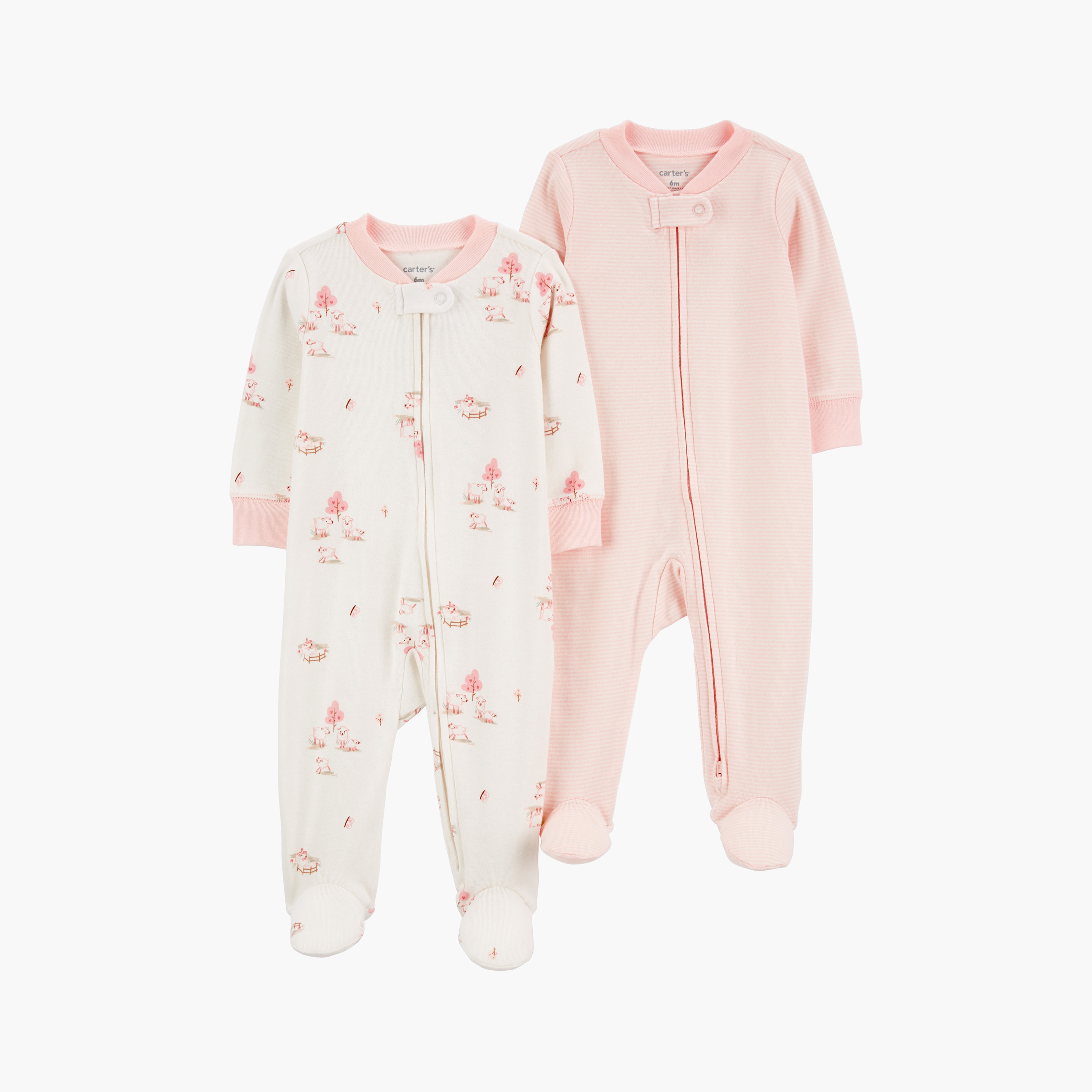 بدلة نوم قطعتين بأكمام طويلة ومطبوعة من كارترز-baby-girls-clothing-nightwear-sleepsuits-image-1