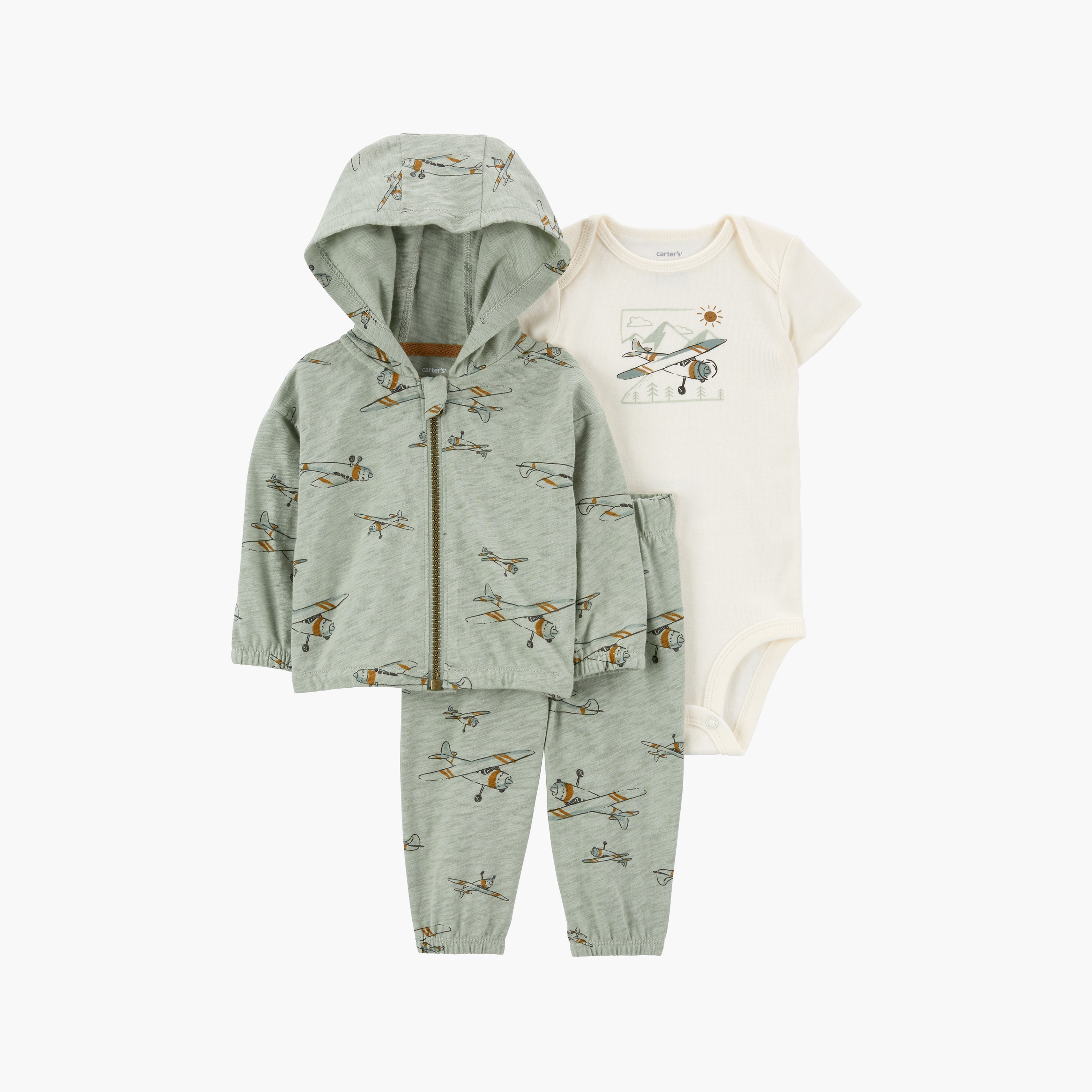 بودي سوت مطبوعة بأكمام طويلة 3 قطع وهودي مع بنطال ركض من كارترز-baby-boys-clothing-setsandcoords-image-1
