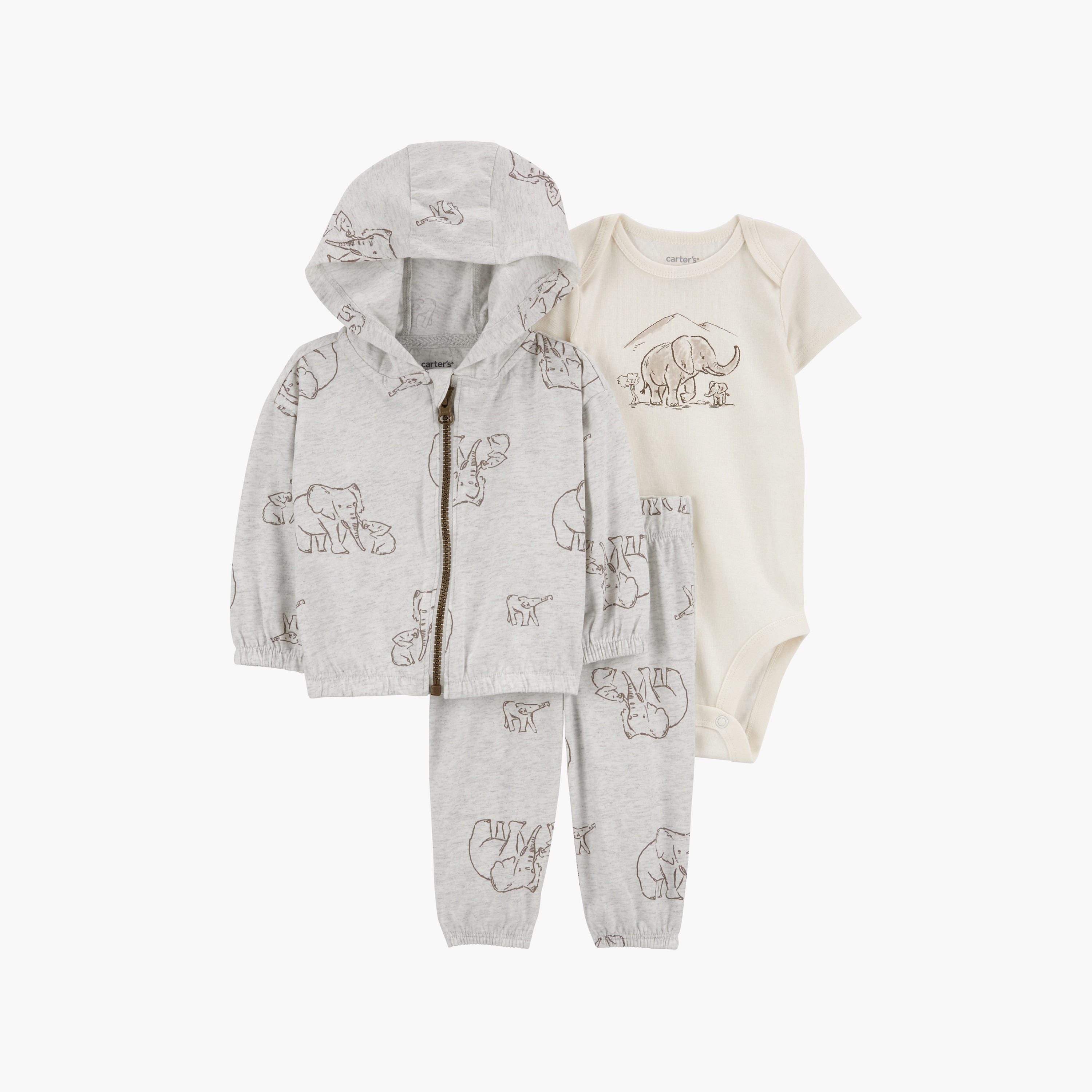 بودي سوت مطبوعة بأكمام طويلة 3 قطع وهودي مع بنطال ركض من كارترز-baby-girls-clothing-setsandcoords-image-1