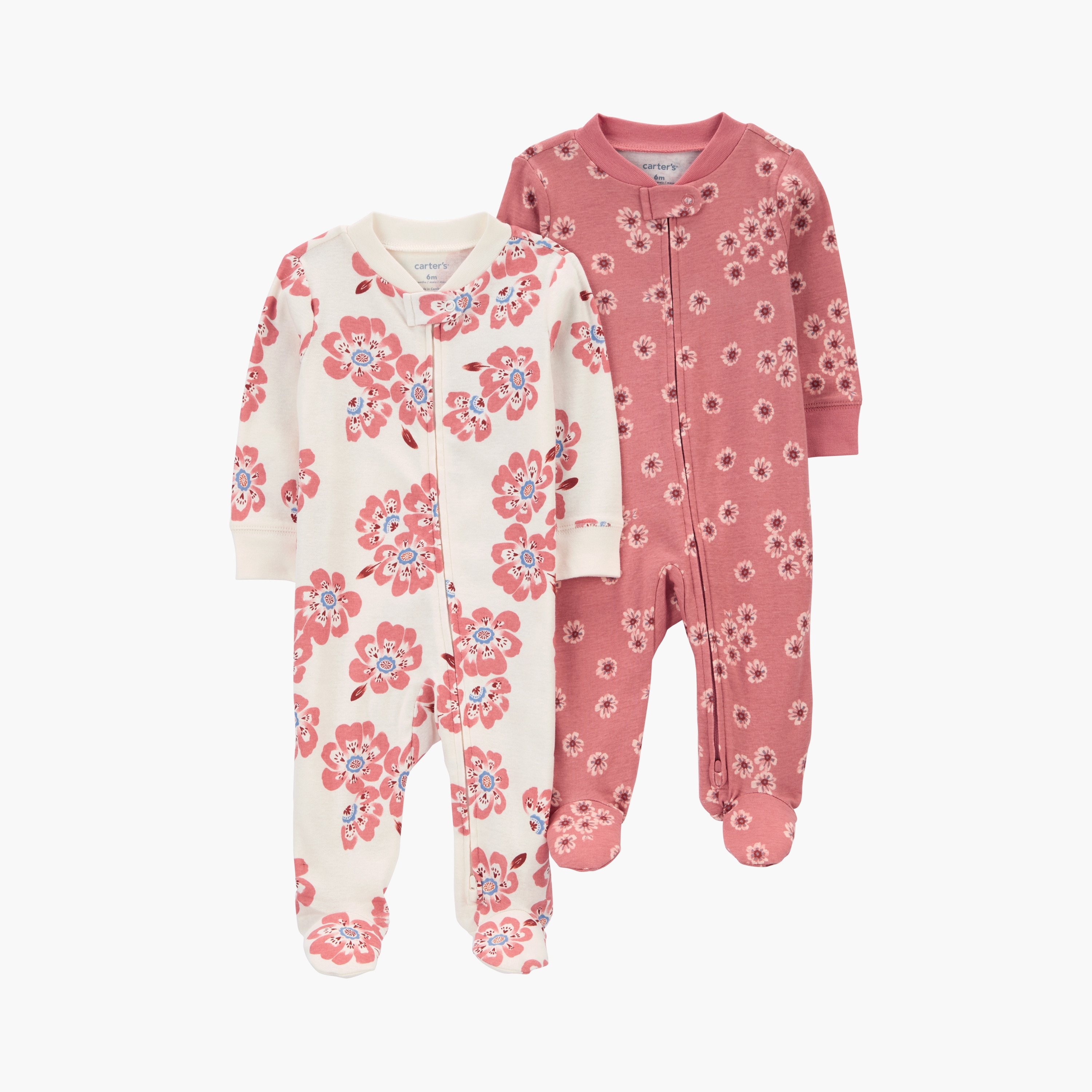 بدلة نوم بأكمام طويلة وطبعات زهور قطعتين من كارترز-baby-girls-clothing-nightwear-sleepsuits-image-1