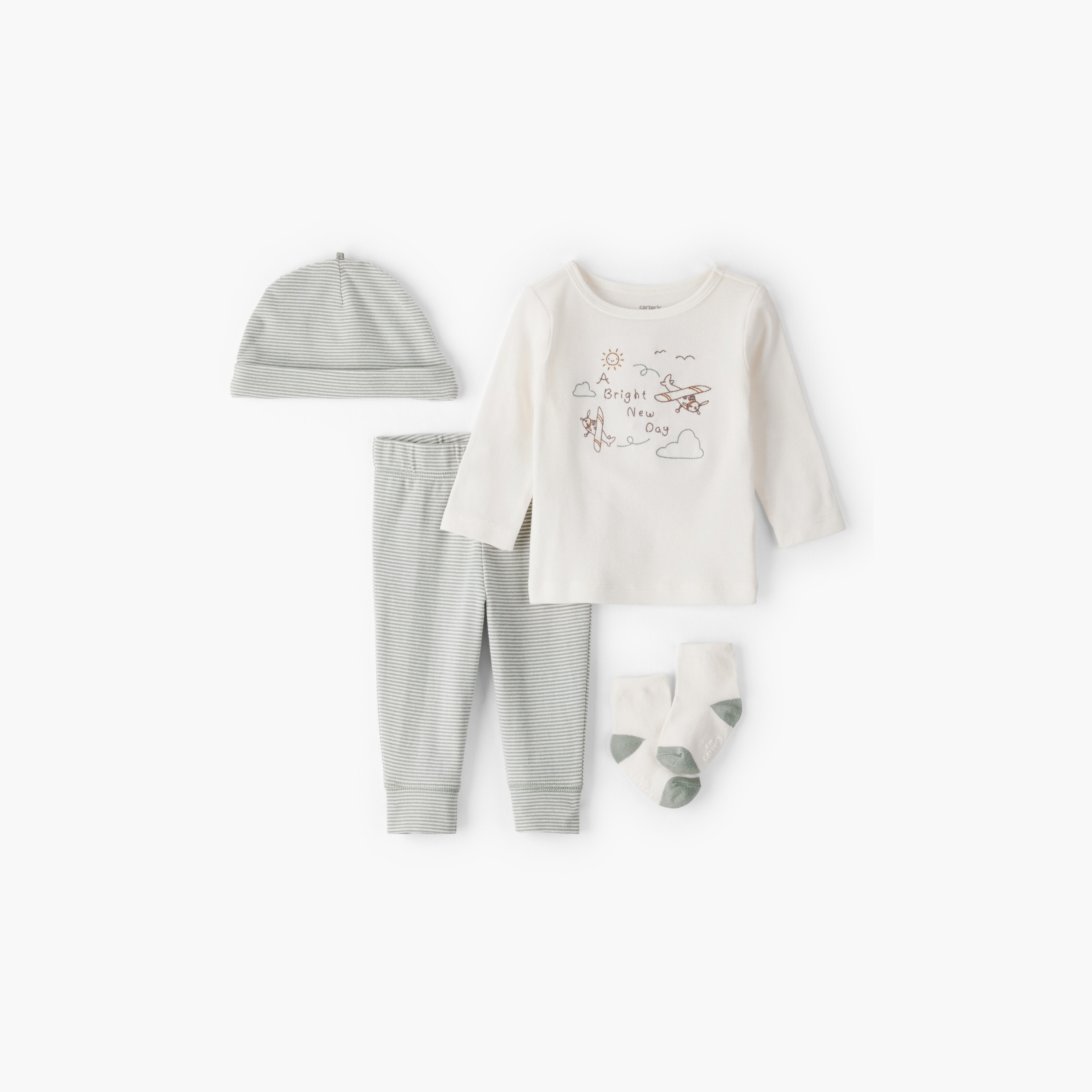 5 قطع من بلوزة بأكمام طويلة وبنطلون وقبعة مع زوجين من الجوارب من كارترز-boys-clothing-setsandcoords-image-1
