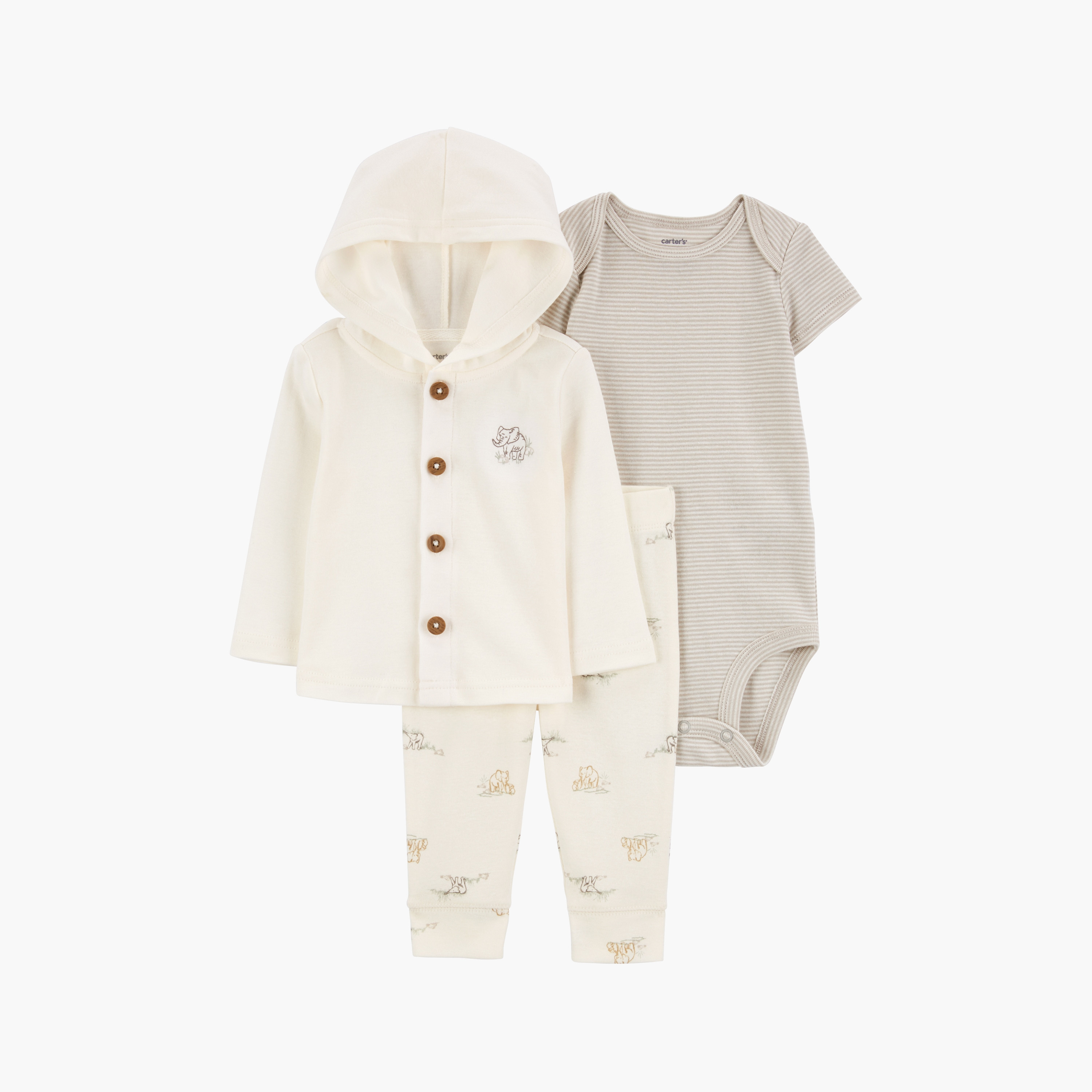 هودي 3 قطع بأكمام طويلة وطبعة فيل، وبنطال ركض مع بودي سوت من كارترز-baby-girls-clothing-setsandcoords-image-1