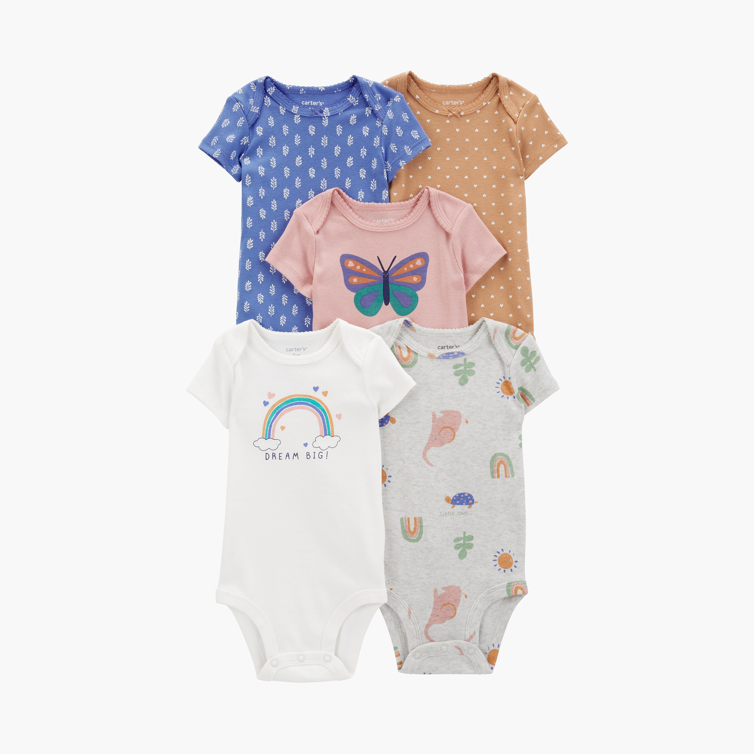 بودي سوت بأكمام قصيرة مطبوعة 5 قطع من كارترز-baby-girls-clothing-bodysuits-image-1