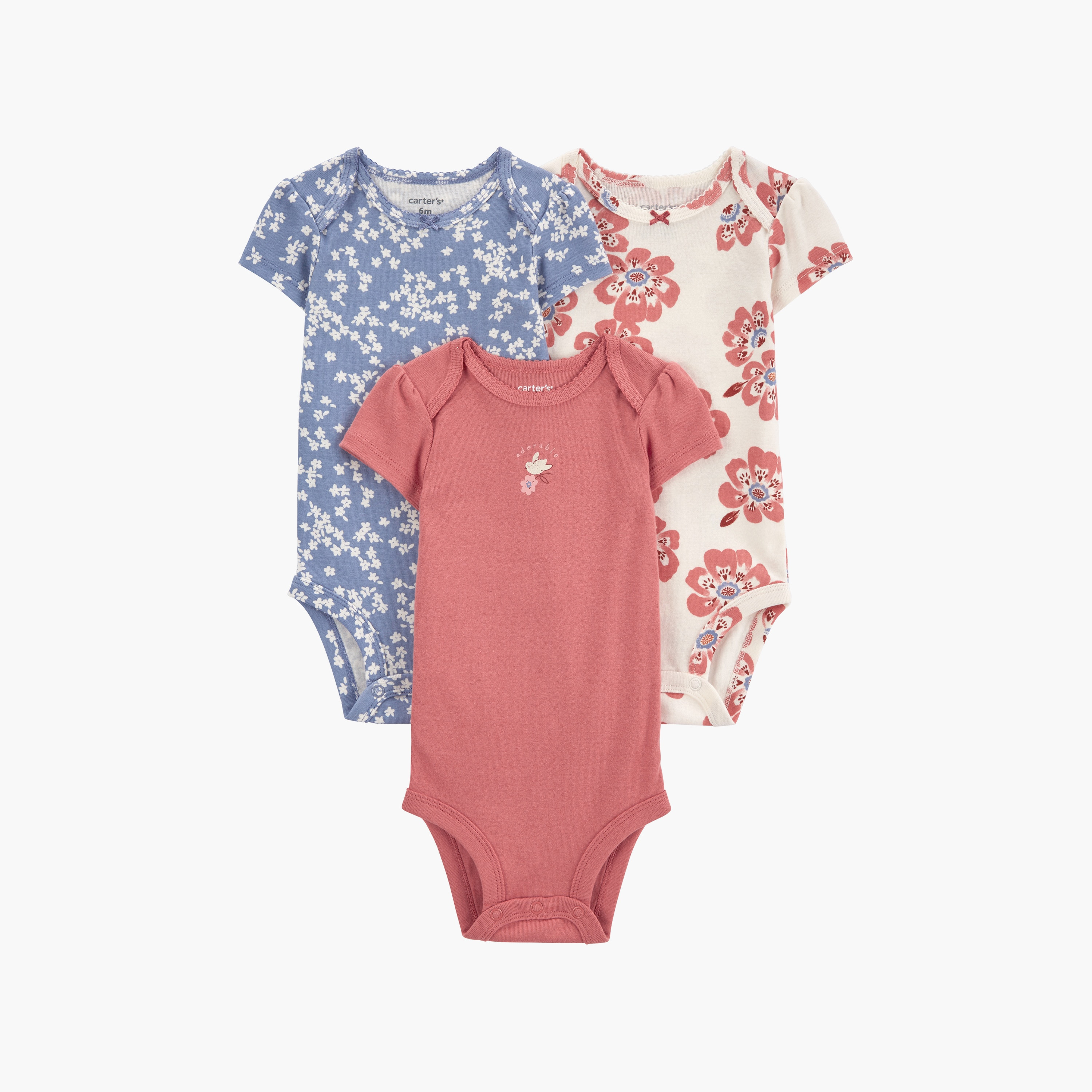 بودي سوت بأكمام قصيرة وطبعات زهور 3 قطع من كارترز-baby-girls-clothing-bodysuits-image-1