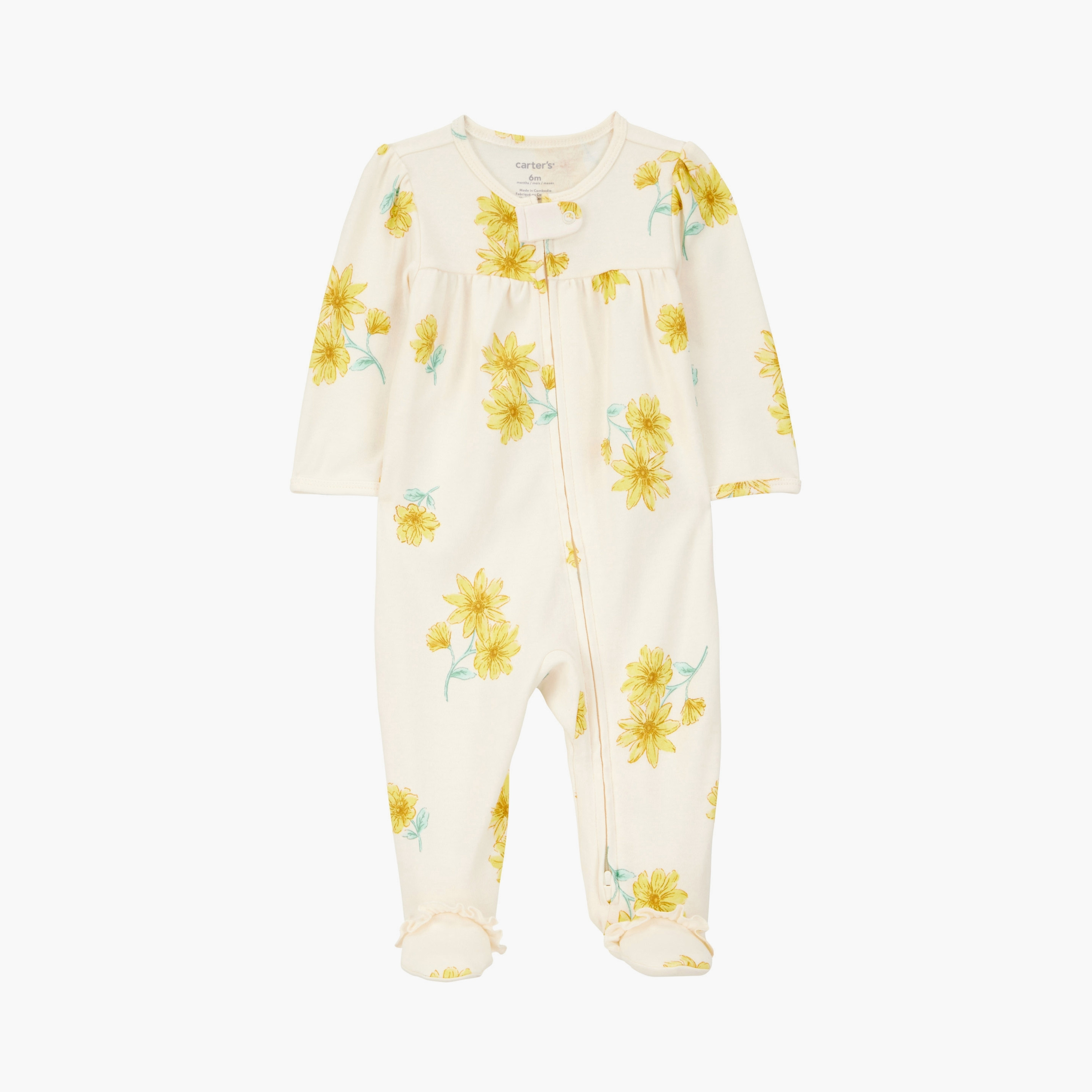 بدلة نوم بطبعات الأزهار بأكمام طويلة من كارترز-baby-girls-clothing-nightwear-sleepsuits-image-1