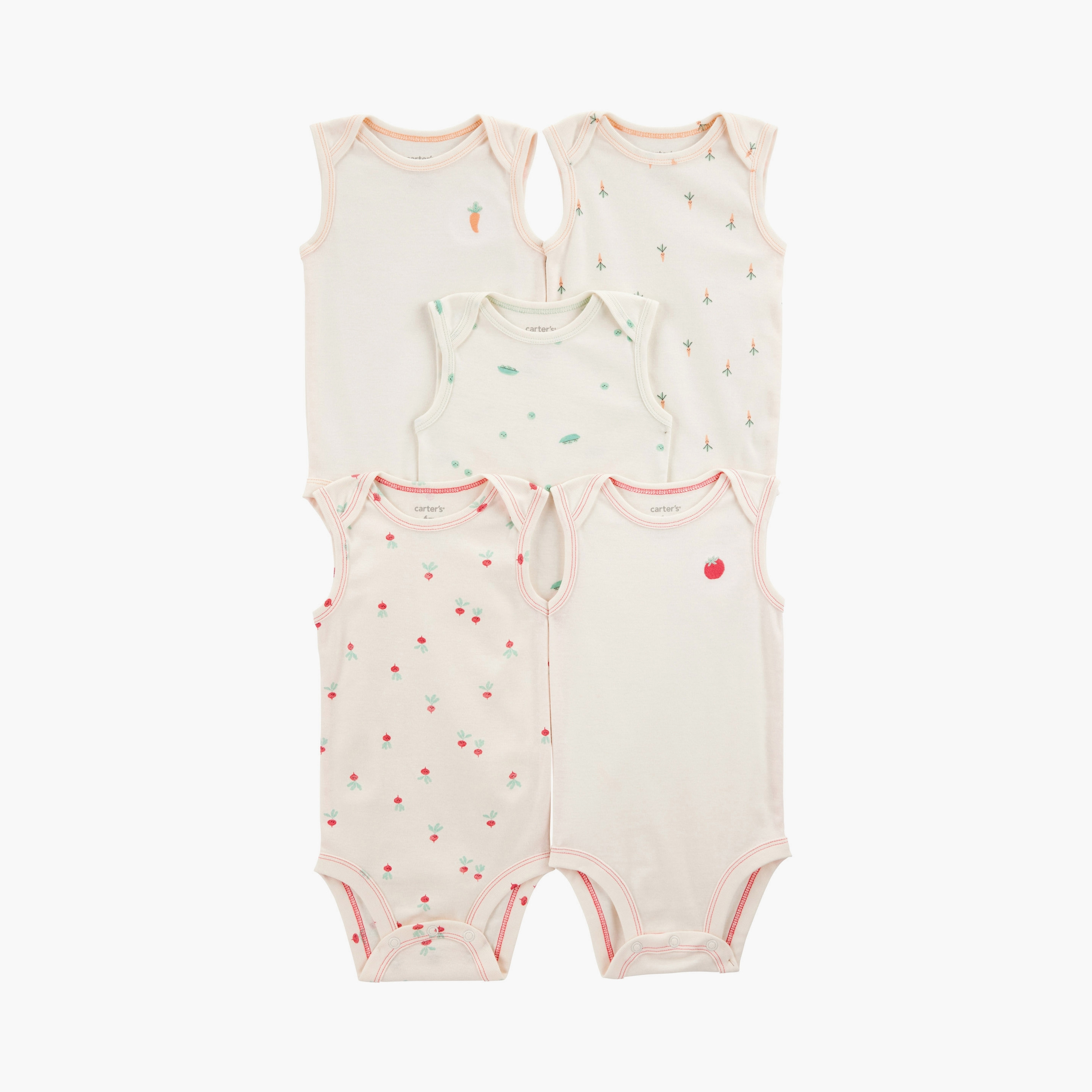 بودي سوت مكونة من 5 قطع بدون أكمام مطبوعة بصور خضروات من كارترز-baby-boys-clothing-multipacks-image-1