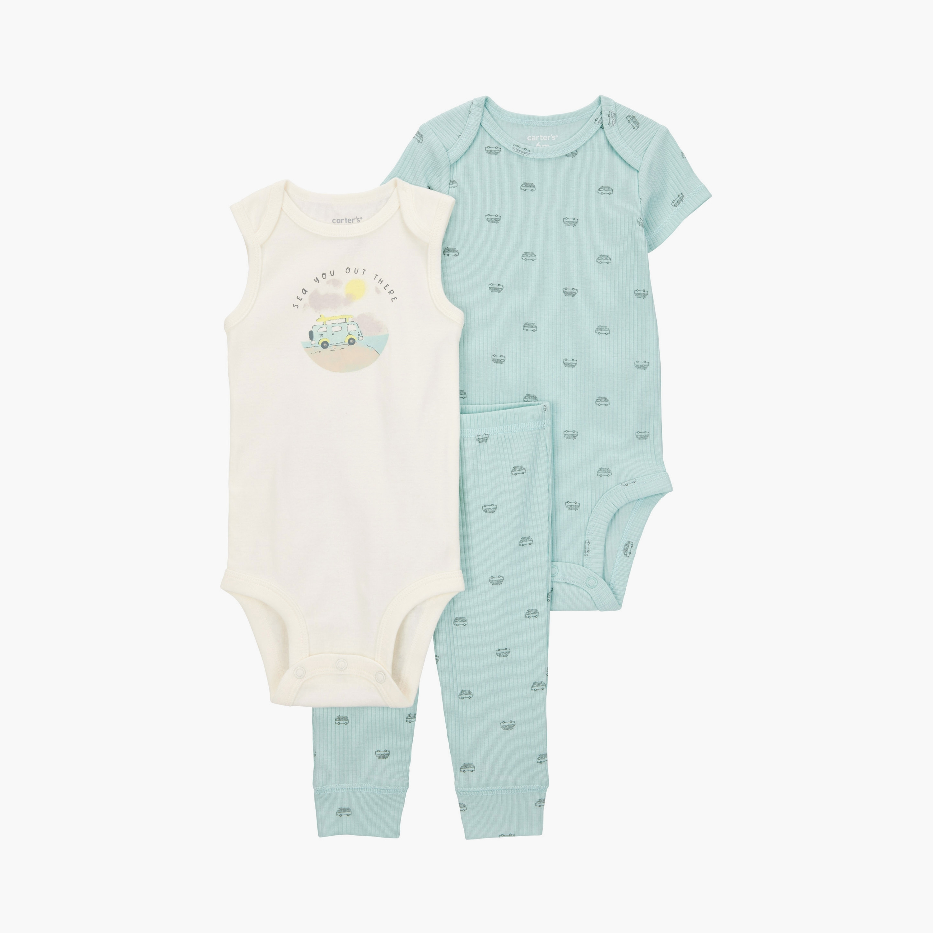 بودي سوت مكون من 3 قطع بطبعة حافلة بأكمام قصيرة مع بنطلون ركض  من كارترز-baby-boys-clothing-setsandcoords-image-1