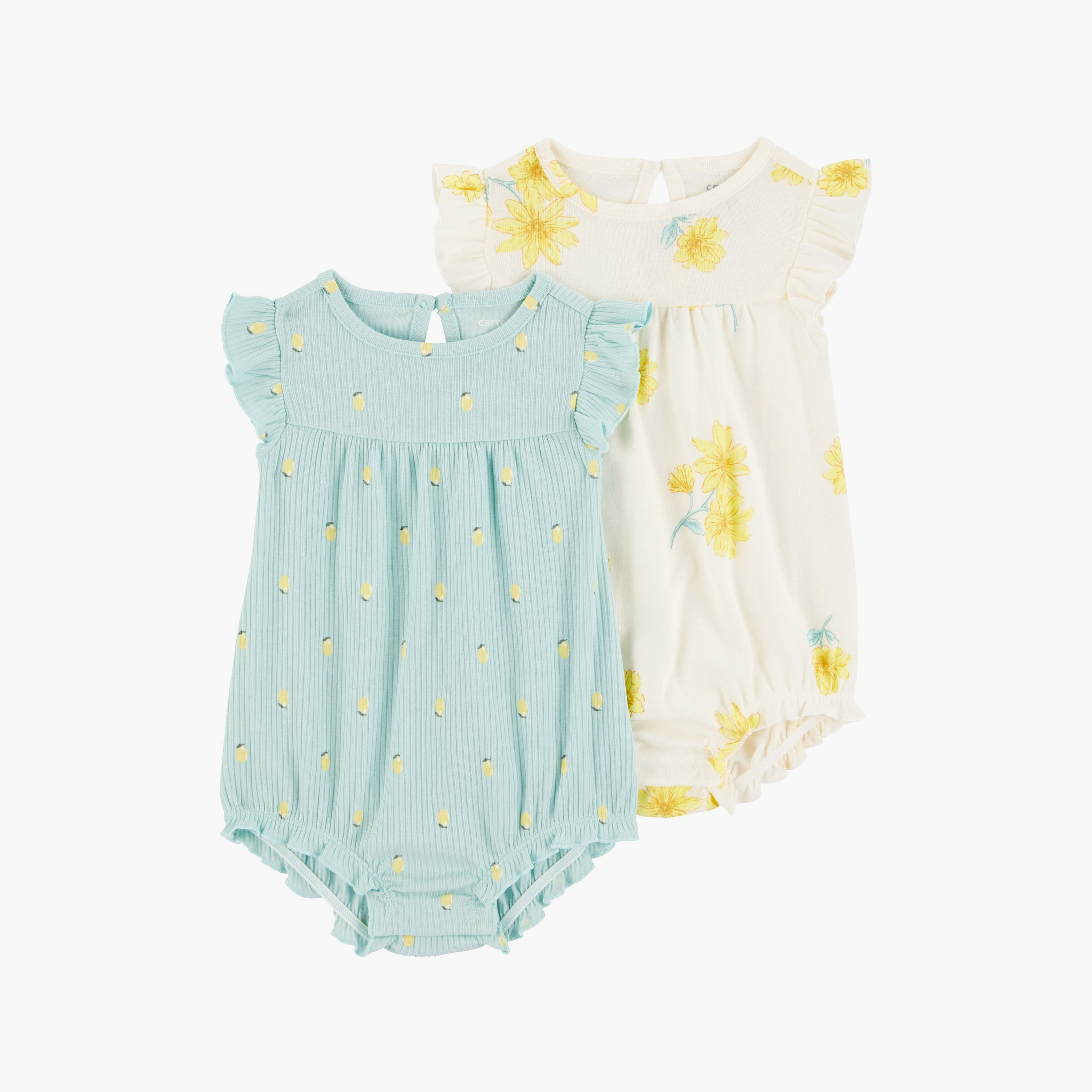 بودي سوت مكونة من قطعتين بطبعة زهور وأكمام كاب من كارترز-baby-girls-clothing-bodysuits-image-1